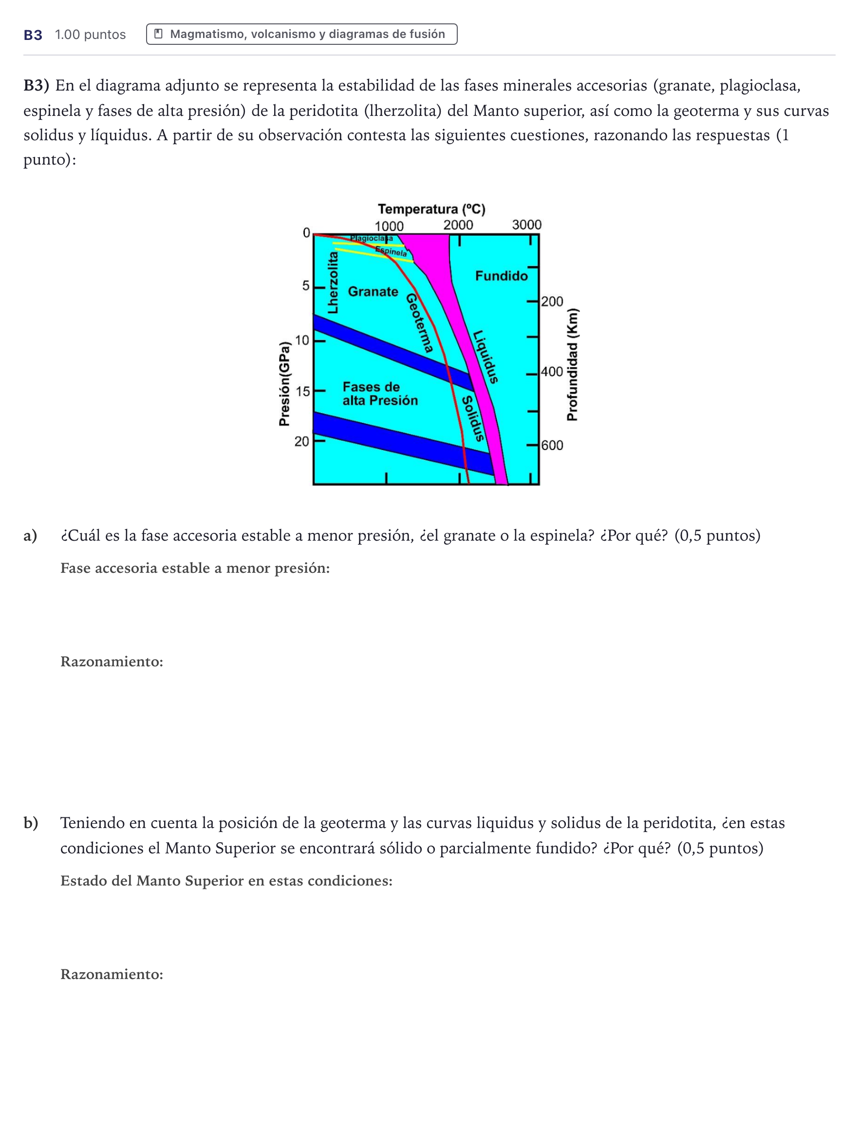 Enunciado: Ejercicio B3 · Geología PAU Canarias Junio (Ciencias) 2025