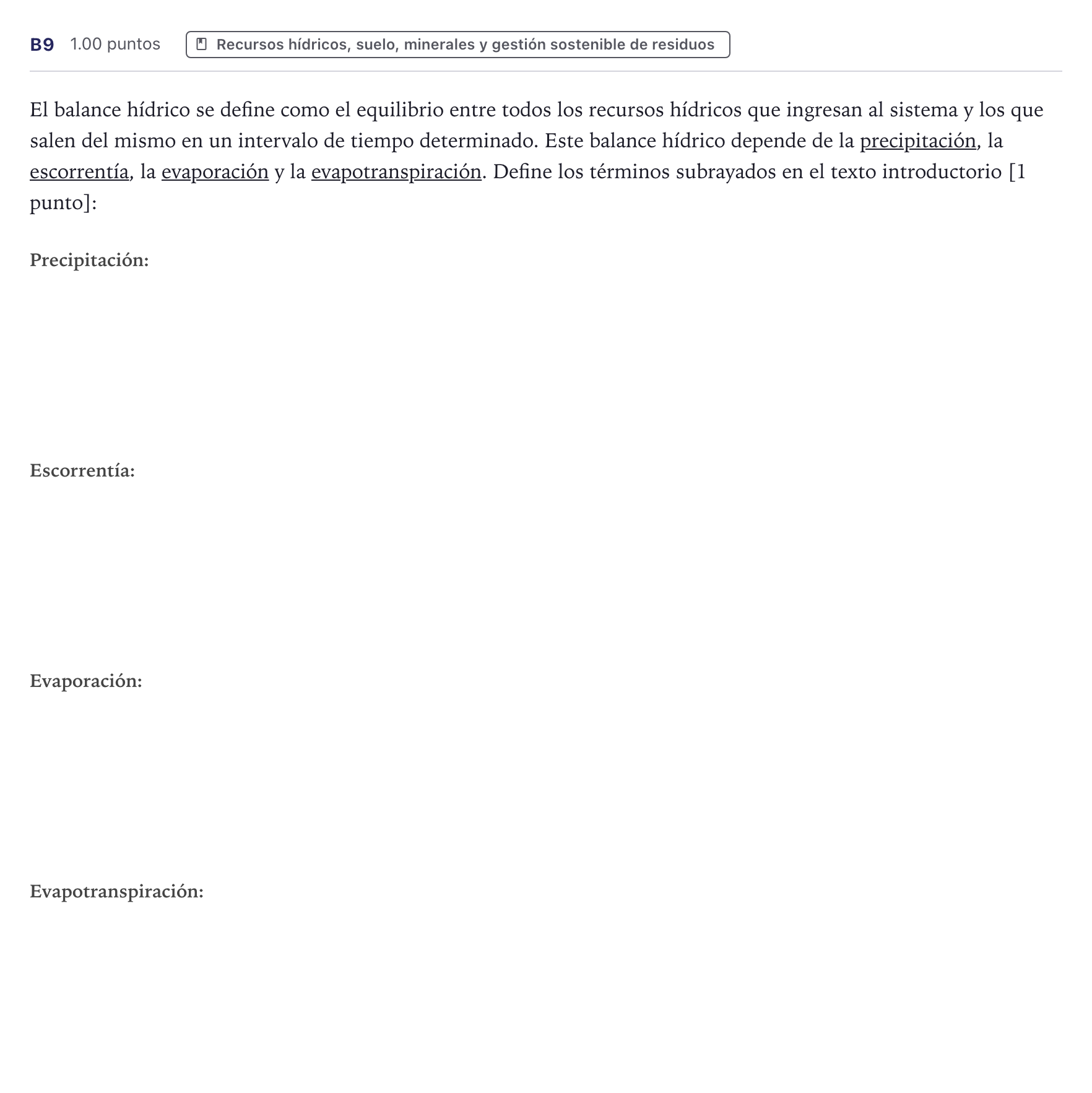 Enunciado: Ejercicio B9 · Geología PAU Canarias Junio (Ciencias) 2025