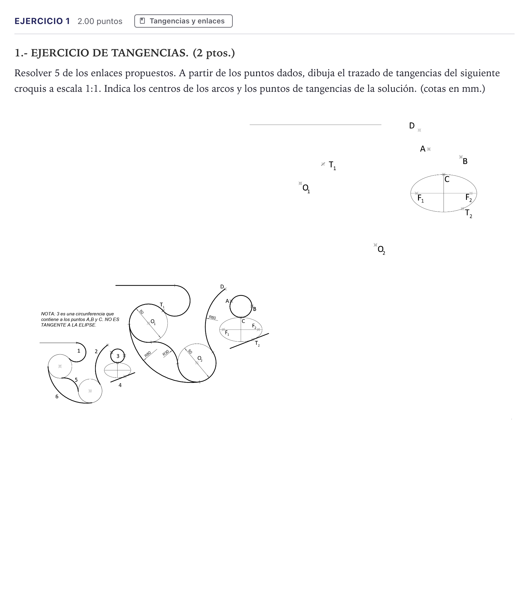 Enunciado: Problema 1 · Dibujo técnico II PAU Canarias Junio 2025