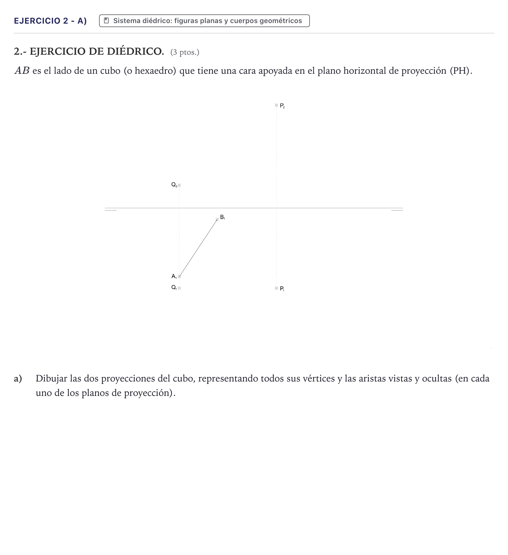 Enunciado: Ejercicio 2 - a) · Dibujo técnico II PAU Canarias Junio 2025
