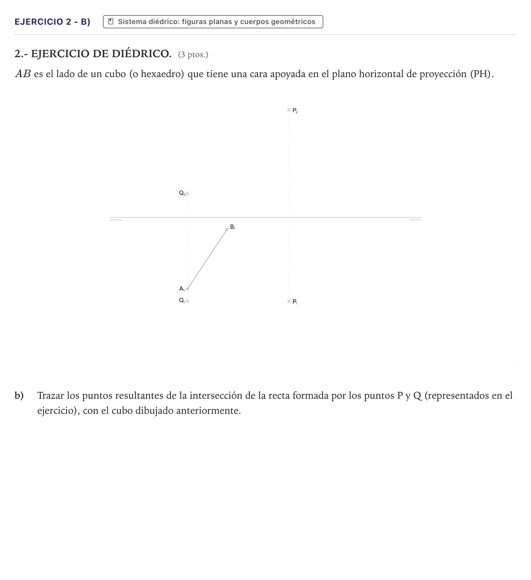 Enunciado: Ejercicio 2 - b) · Dibujo técnico II PAU Canarias Junio 2025