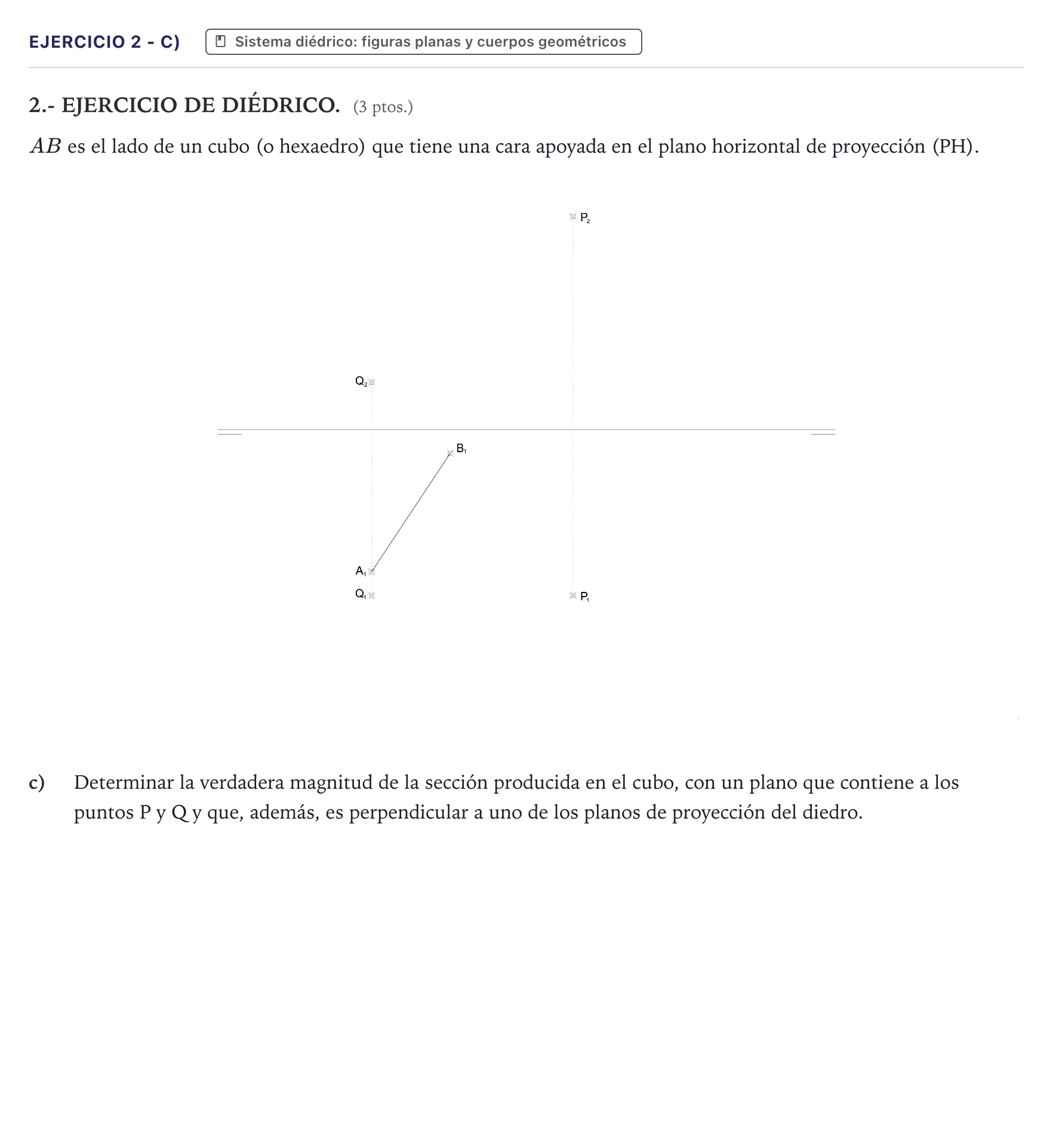 Enunciado: Ejercicio 2 - c) · Dibujo técnico II PAU Canarias Junio 2025