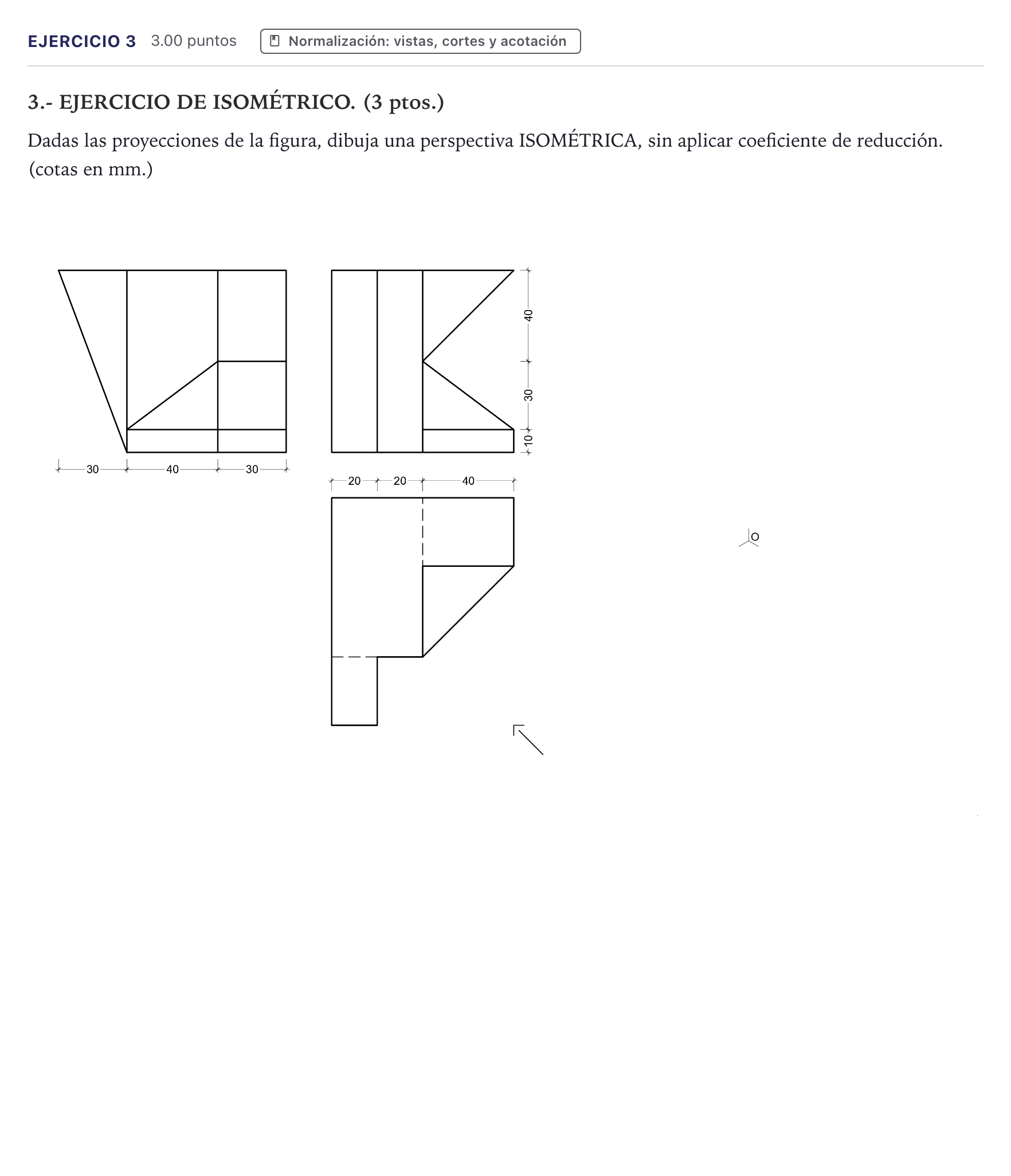 Enunciado: Problema 3 · Dibujo técnico II PAU Canarias Junio 2025