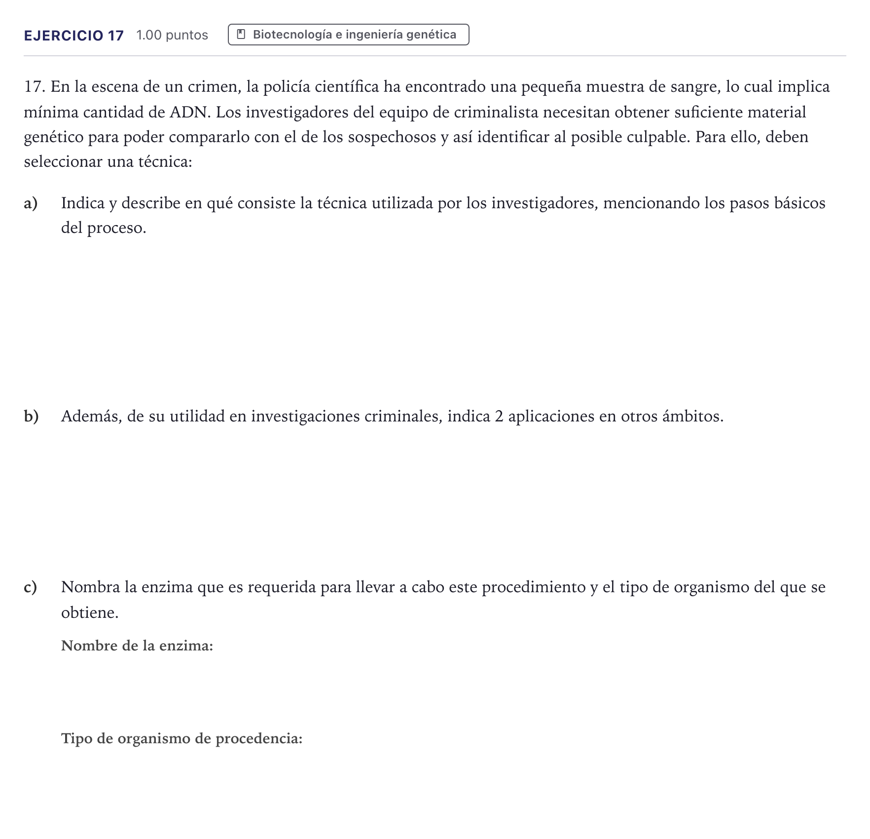 Enunciado: Problema 17 · Biología PAU Canarias Junio 2025