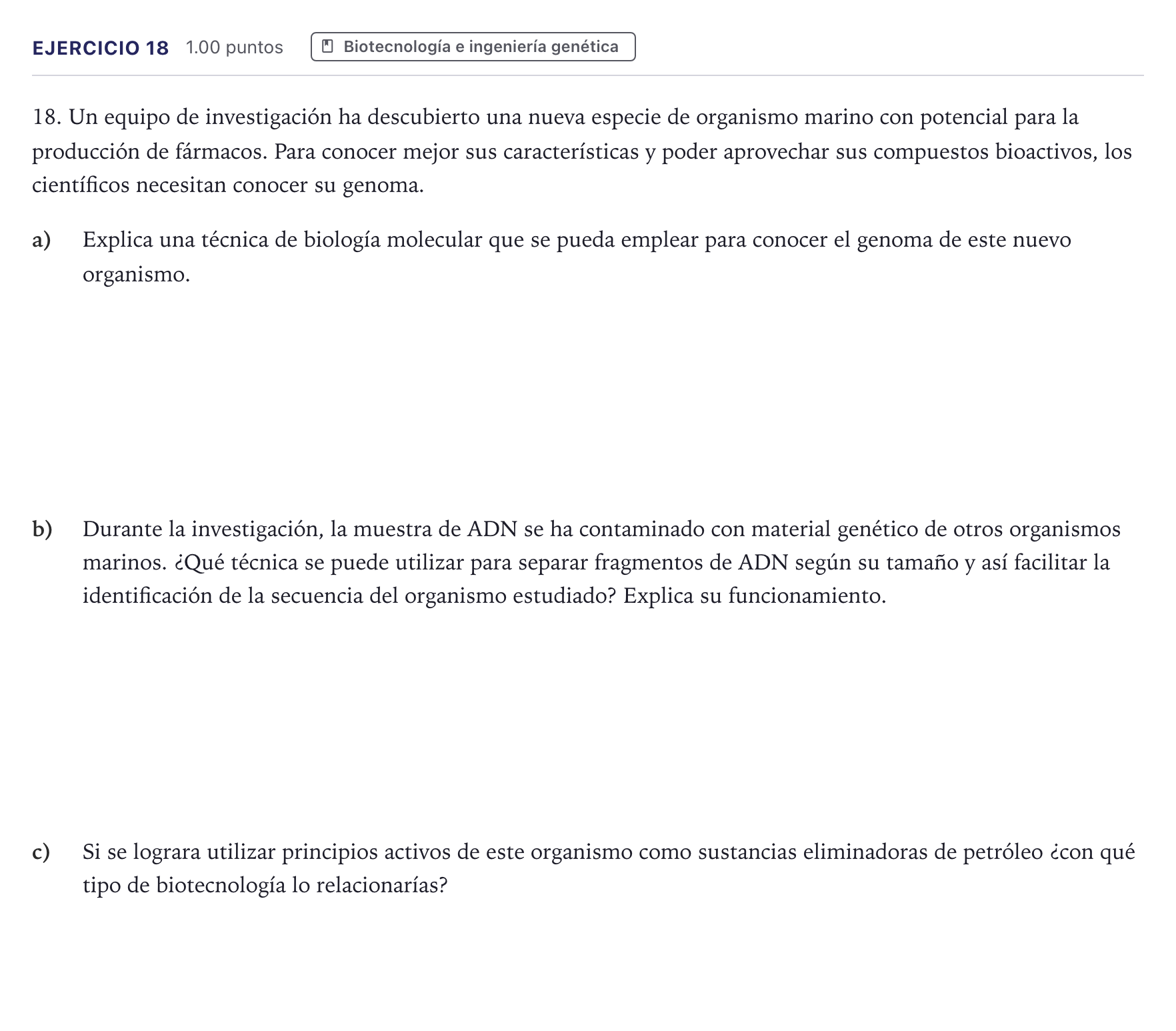 Enunciado: Problema 18 · Biología PAU Canarias Junio 2025
