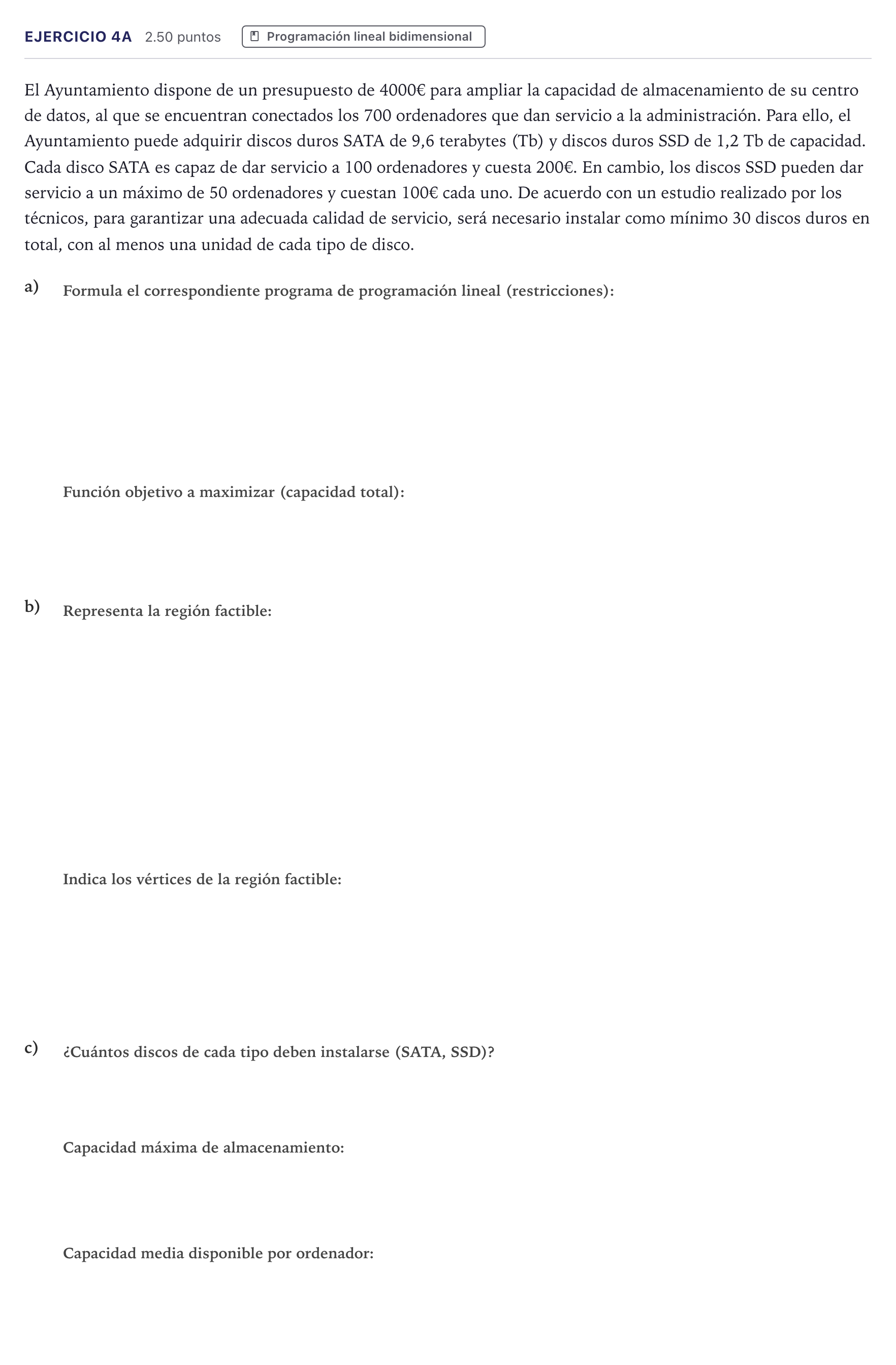 Enunciado: Ejercicio 4A · Matemáticas aplicadas a las Ciencias Sociales II PAU Canarias Junio 2025
