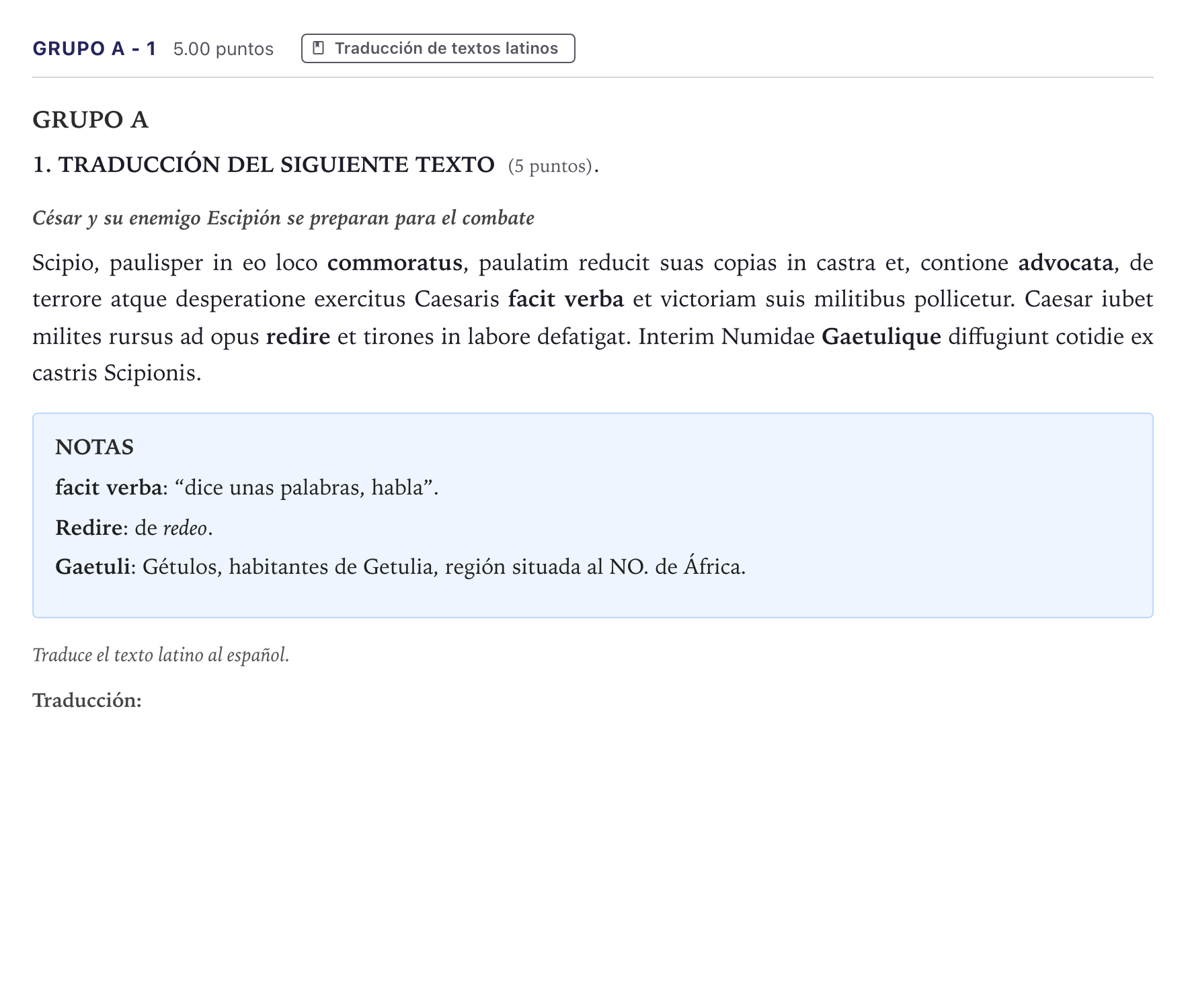 Enunciado: Ejercicio Grupo A - 1 · Latín II PAU Canarias Junio 2025