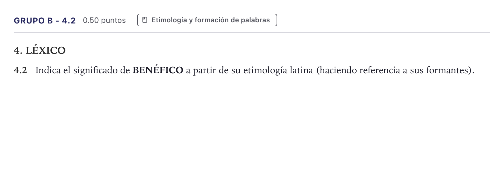 Enunciado: Ejercicio Grupo B - 4.2 · Latín II PAU Canarias Junio 2025