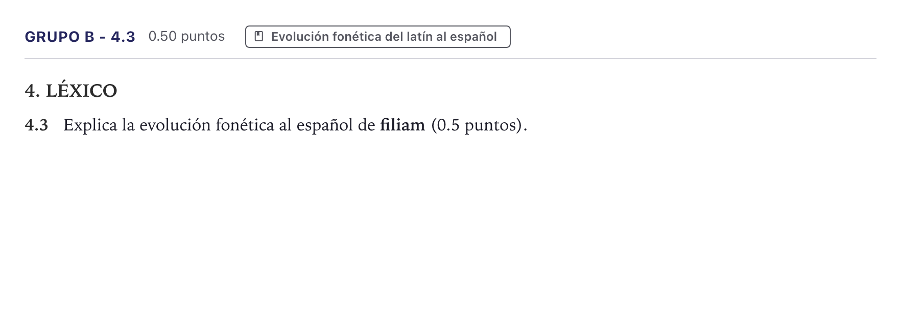 Enunciado: Ejercicio Grupo B - 4.3 · Latín II PAU Canarias Junio 2025
