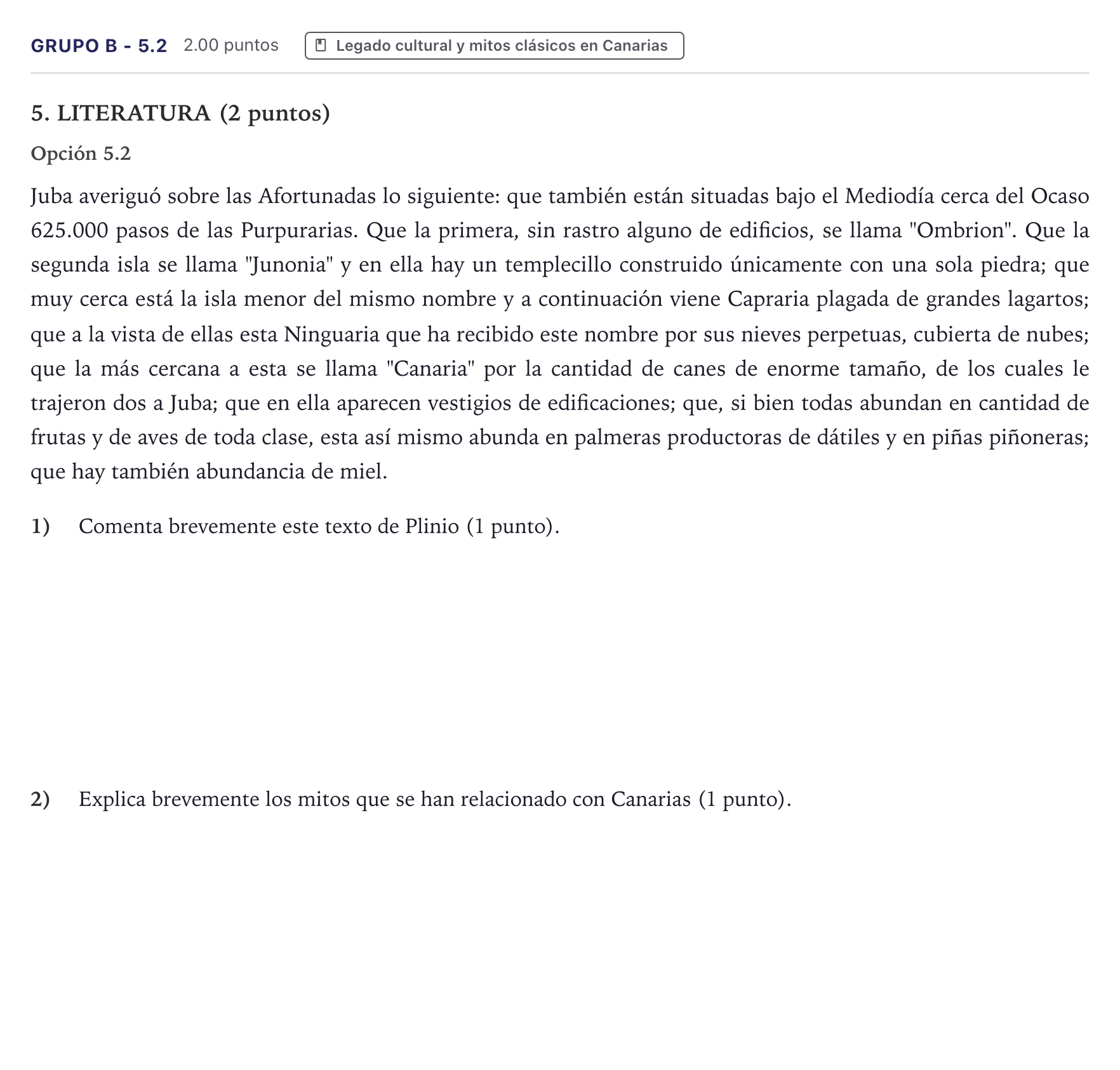 Enunciado: Ejercicio Grupo B - 5.2 · Latín II PAU Canarias Junio 2025