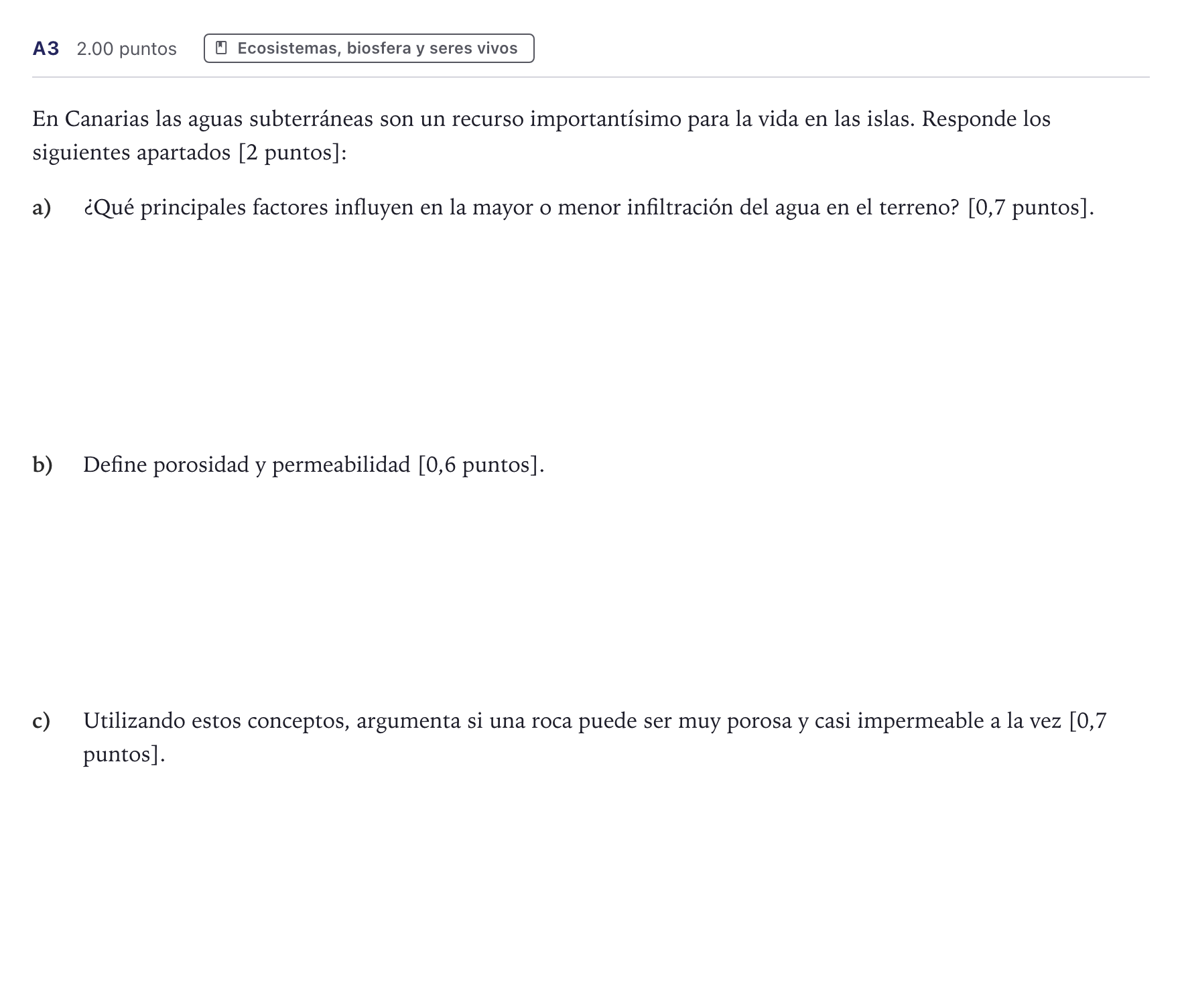 Enunciado: Ejercicio A3 · Ciencias Generales PAU Canarias Junio (Ciencias) 2025