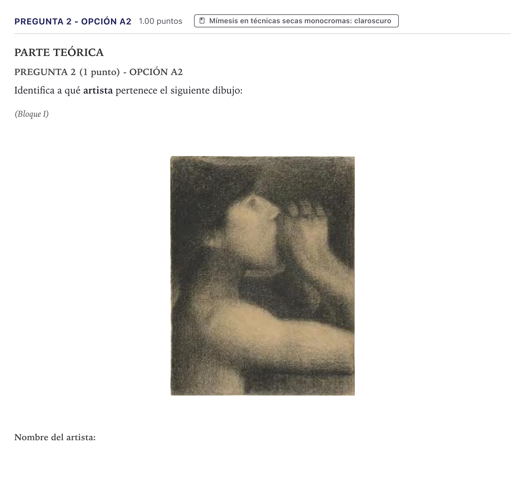 Enunciado: Pregunta 2 - Opción A2 · Dibujo Artístico II PAU Canarias Junio 2025