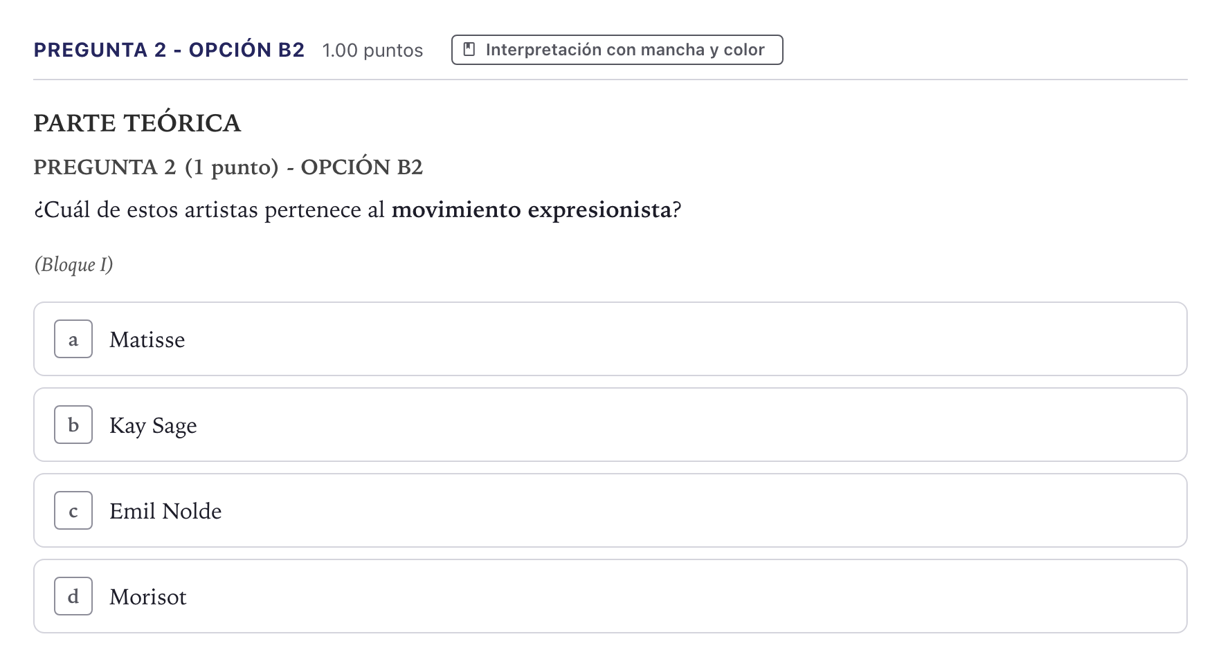 Enunciado: Pregunta 2 - Opción B2 · Dibujo Artístico II PAU Canarias Junio 2025