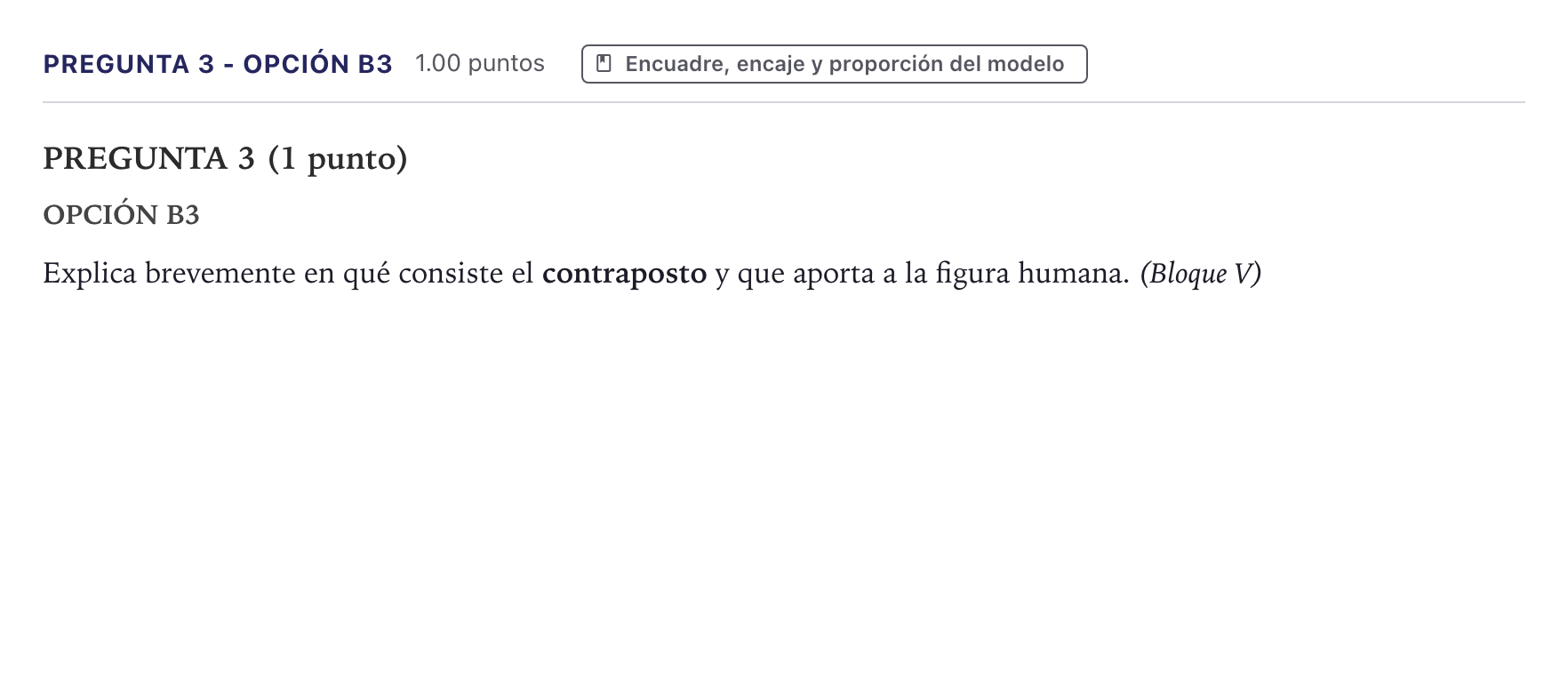 Enunciado: Pregunta 3 - Opción B3 · Dibujo Artístico II PAU Canarias Junio 2025