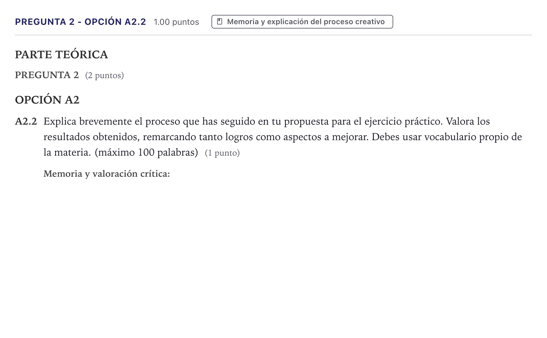 Enunciado: Pregunta 2 - Opción A2.2 · Técnicas de Expresión Gráfico-Plásticas PAU Canarias Junio 2025