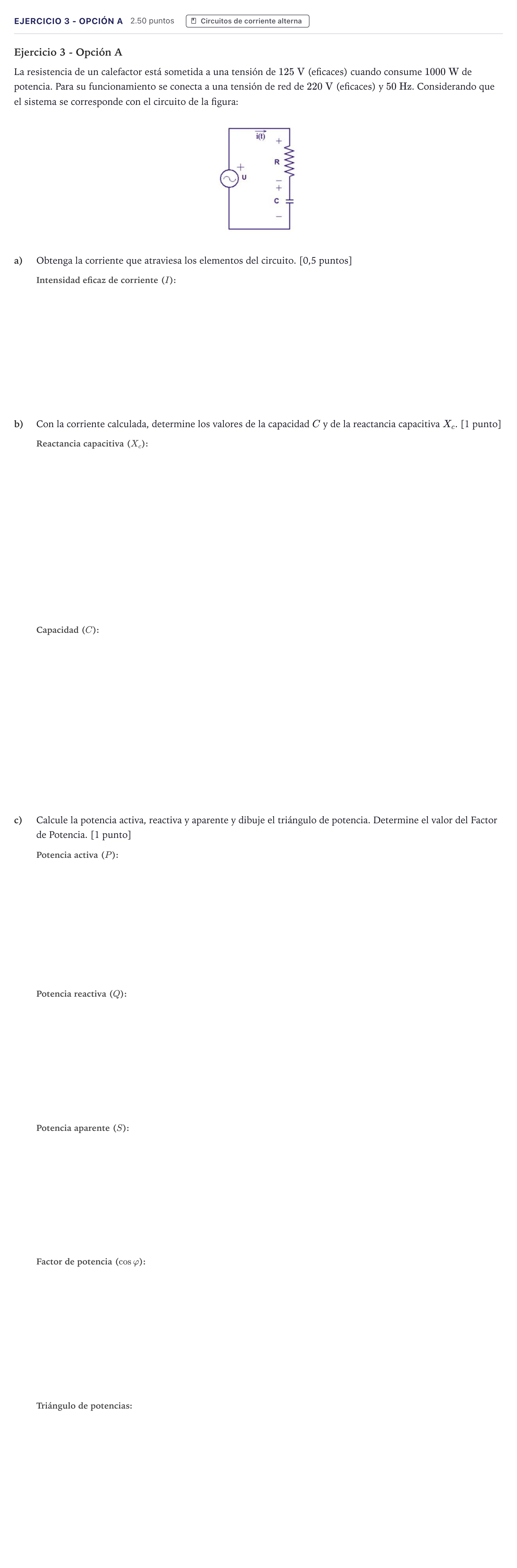 Enunciado: Ejercicio 3 - Opción A · Tecnología e Ingeniería II PAU Canarias Junio 2025
