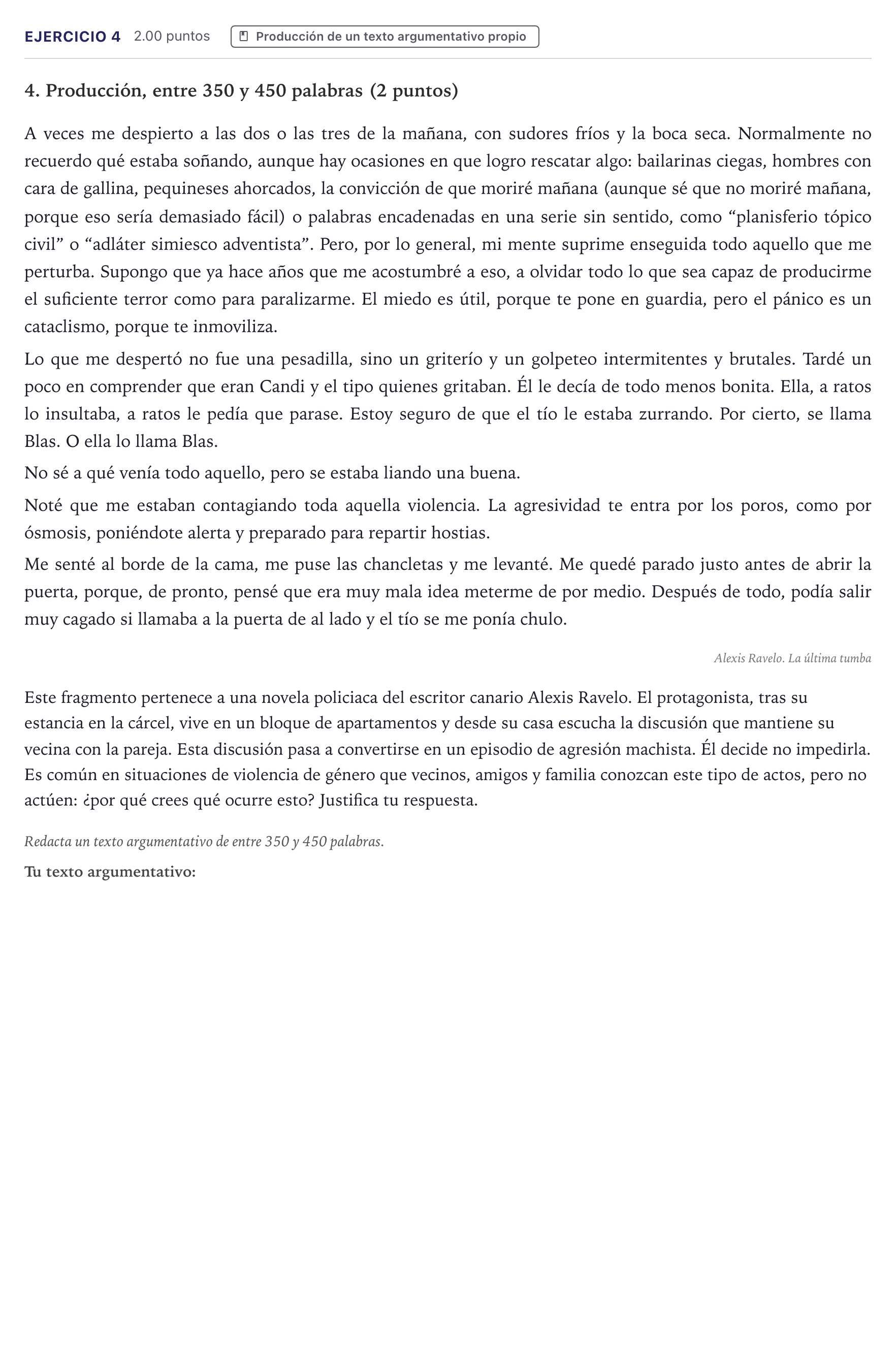Enunciado: Problema 4 · Lengua Castellana y Literatura II PAU Canarias Julio 2025