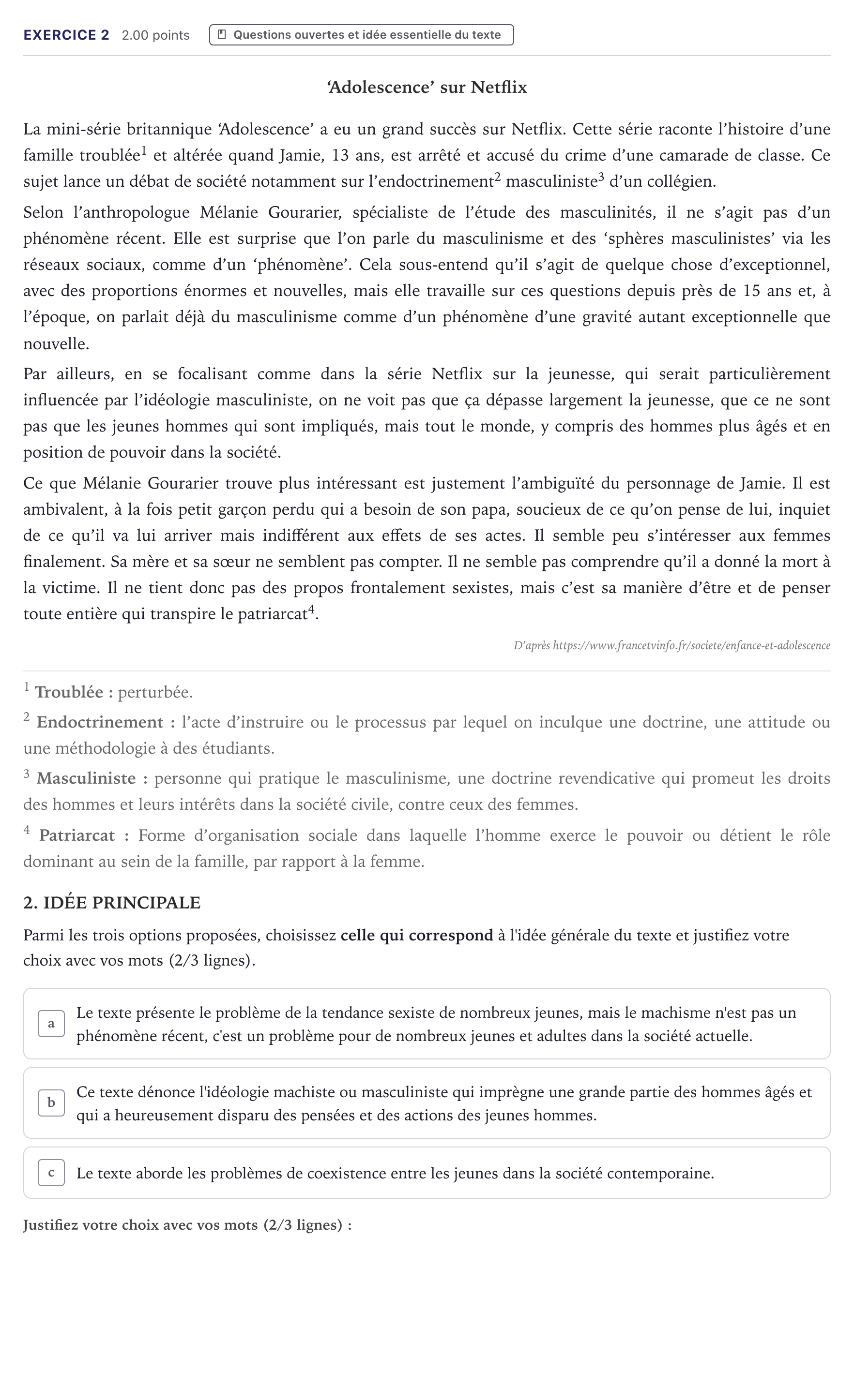 Enunciado: Problema 2 · Francés PAU Canarias Julio 2025