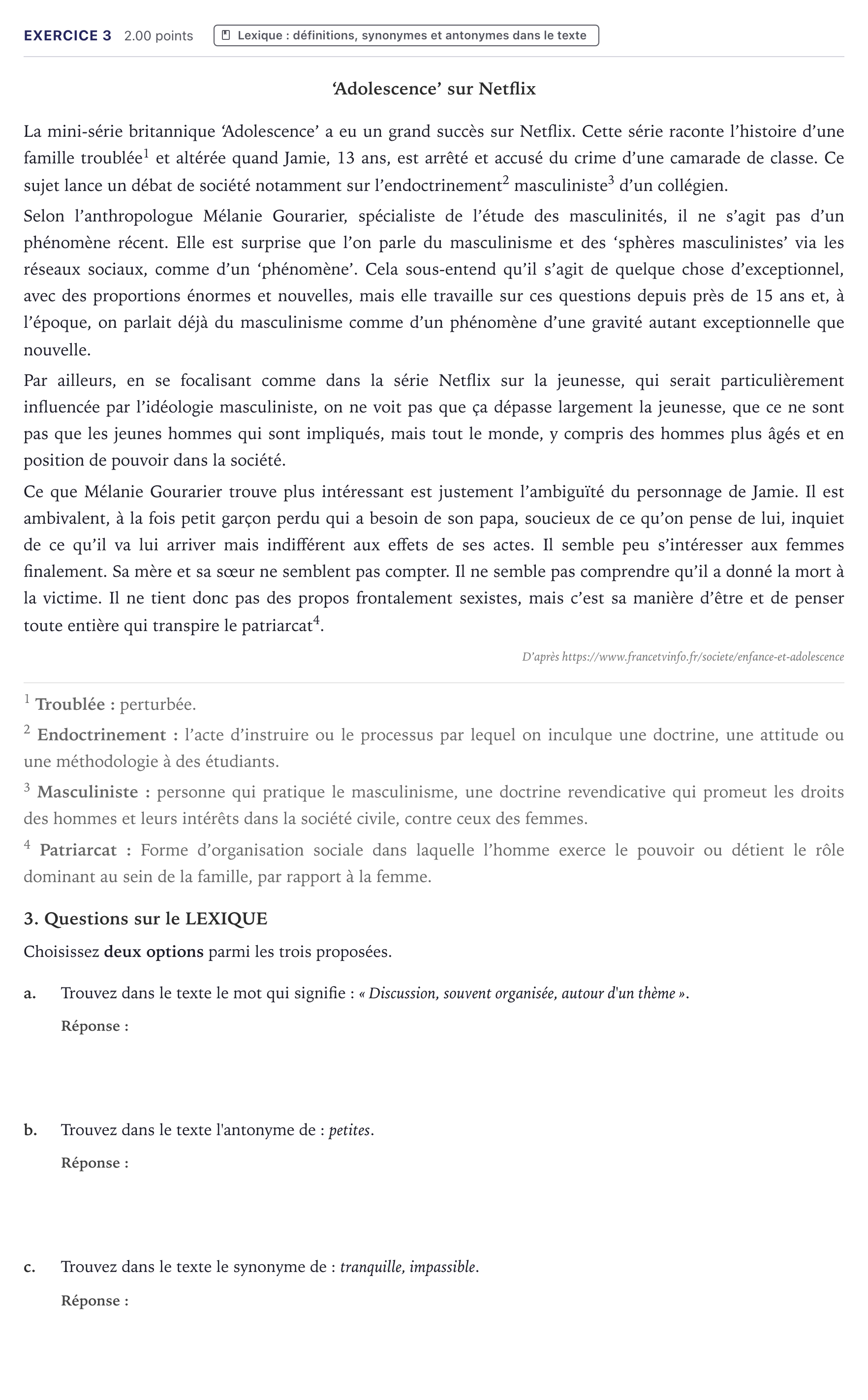 Enunciado: Problema 3 · Francés PAU Canarias Julio 2025
