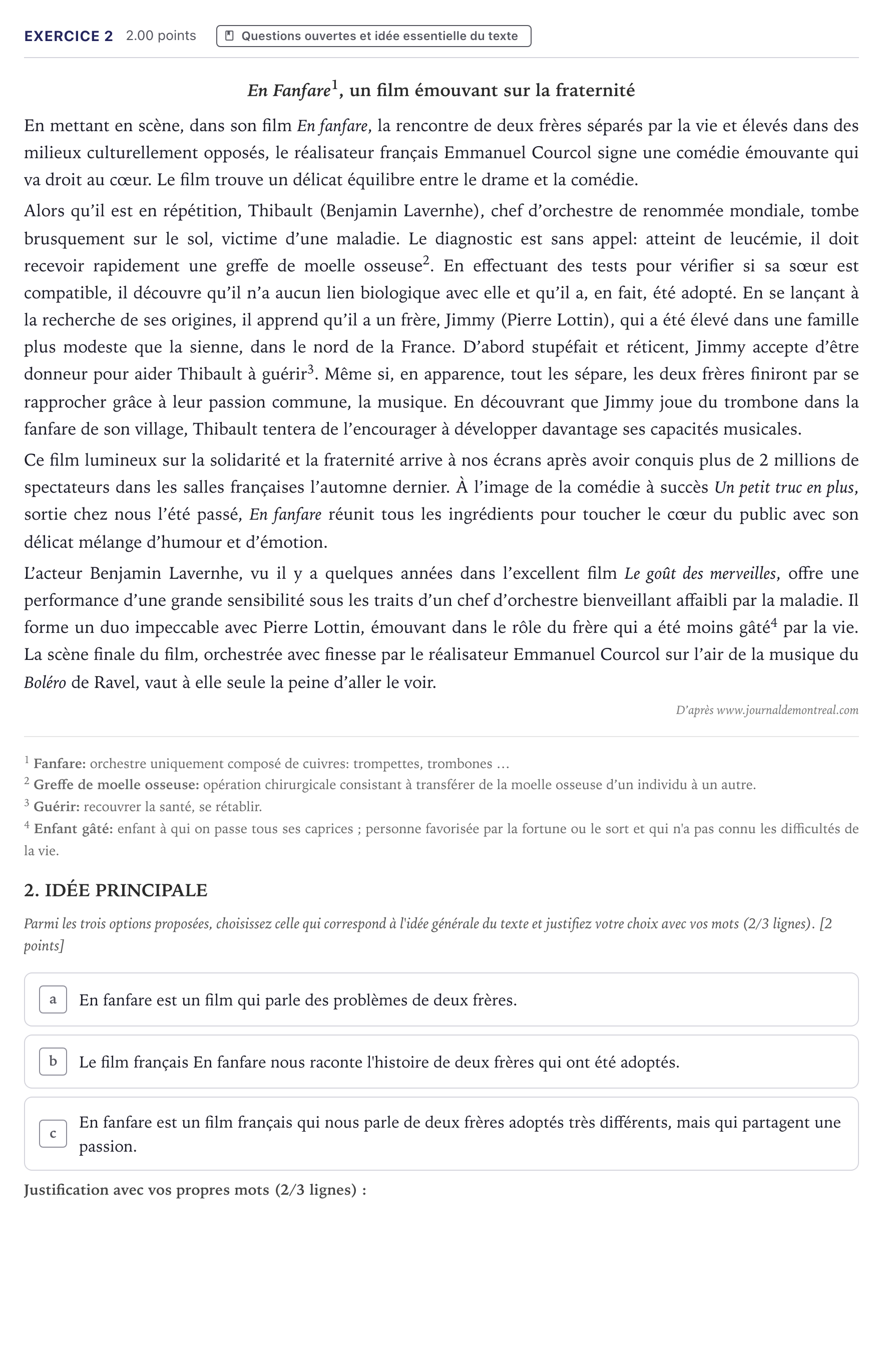 Enunciado: Problema 2 · Francés PAU Canarias Julio (Reserva) 2025