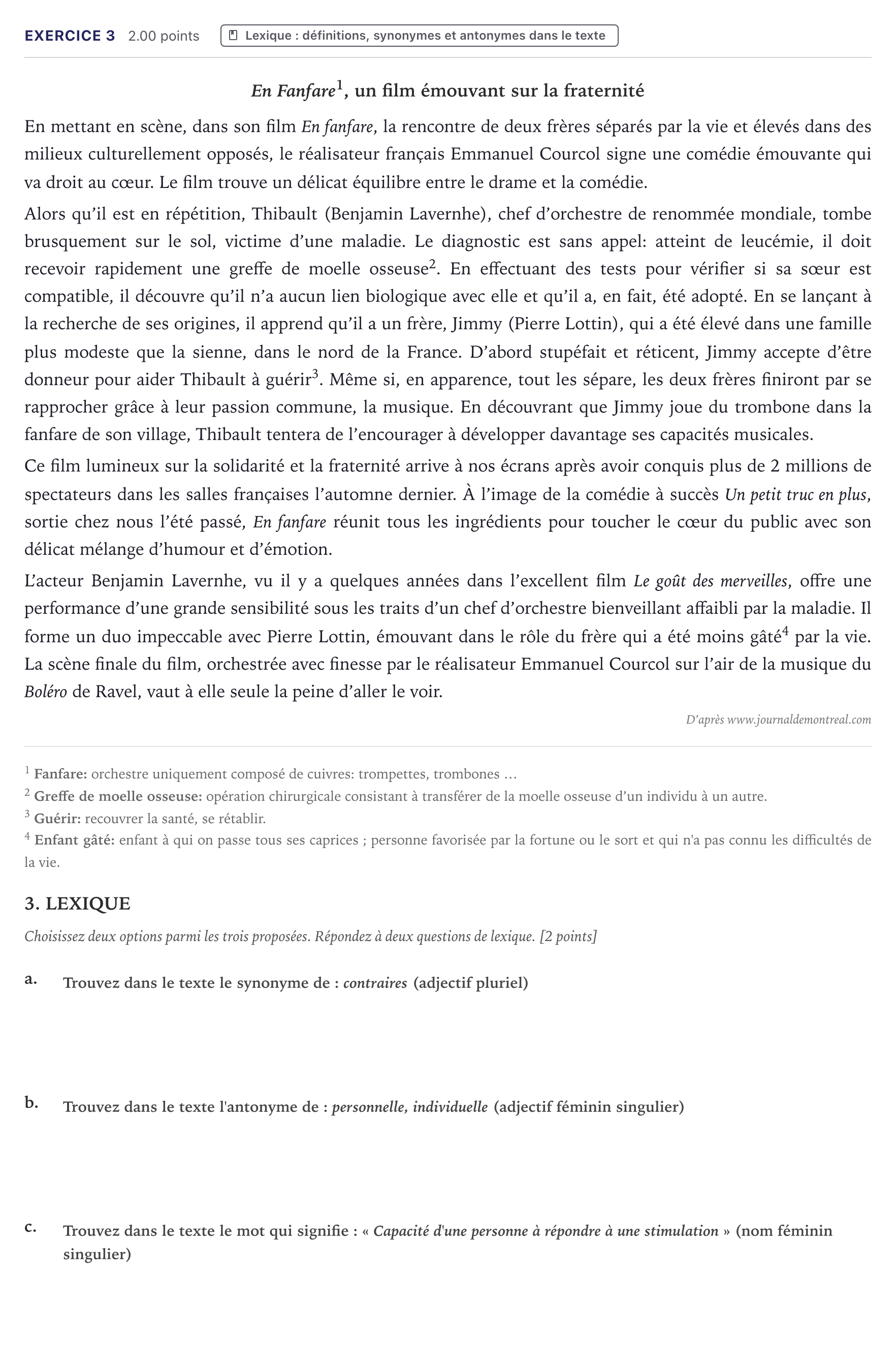 Enunciado: Problema 3 · Francés PAU Canarias Julio (Reserva) 2025