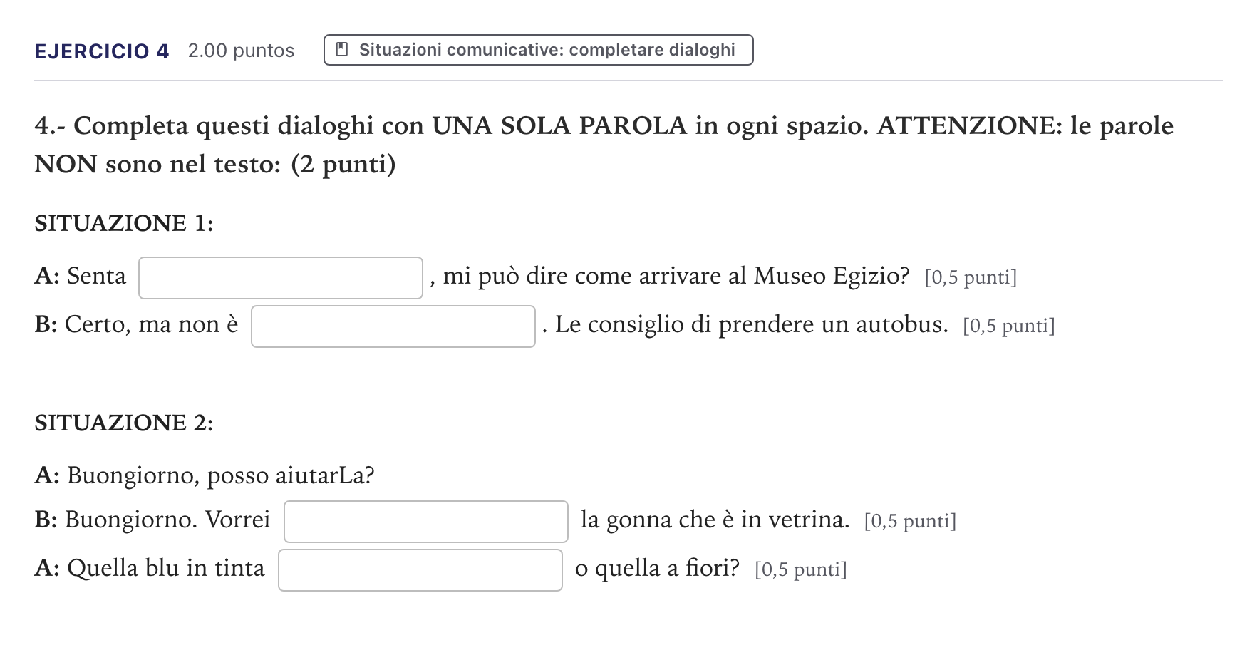 Enunciado: Problema 4 · Italiano PAU Canarias Julio 2025