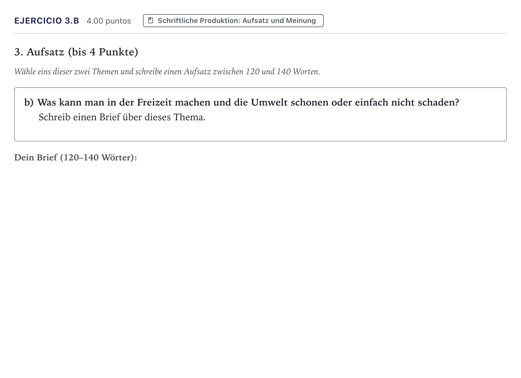Enunciado: Ejercicio 3.b · Alemán PAU Canarias Julio 2025