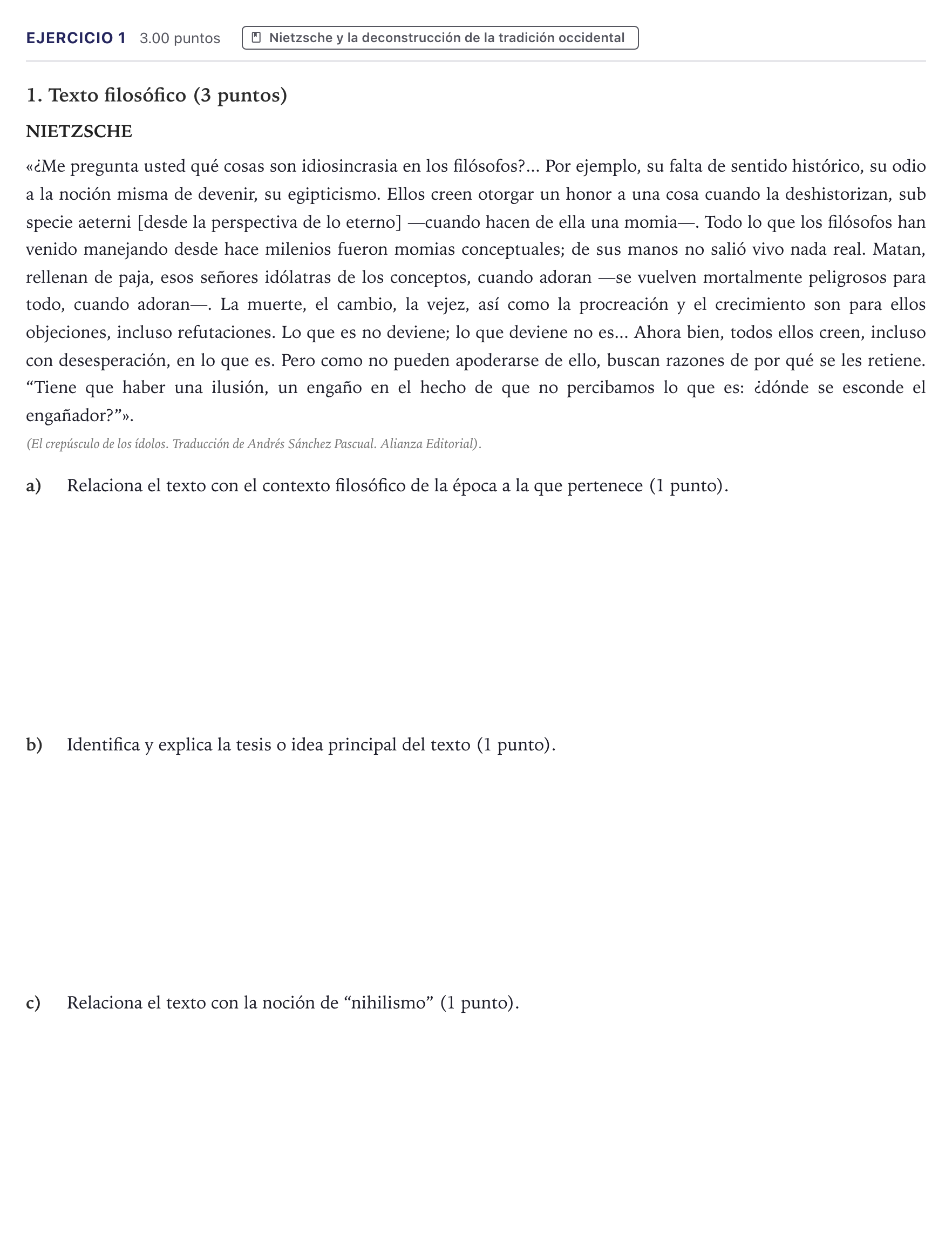 Enunciado: Problema 1 · Historia de la Filosofía PAU Canarias Julio 2025