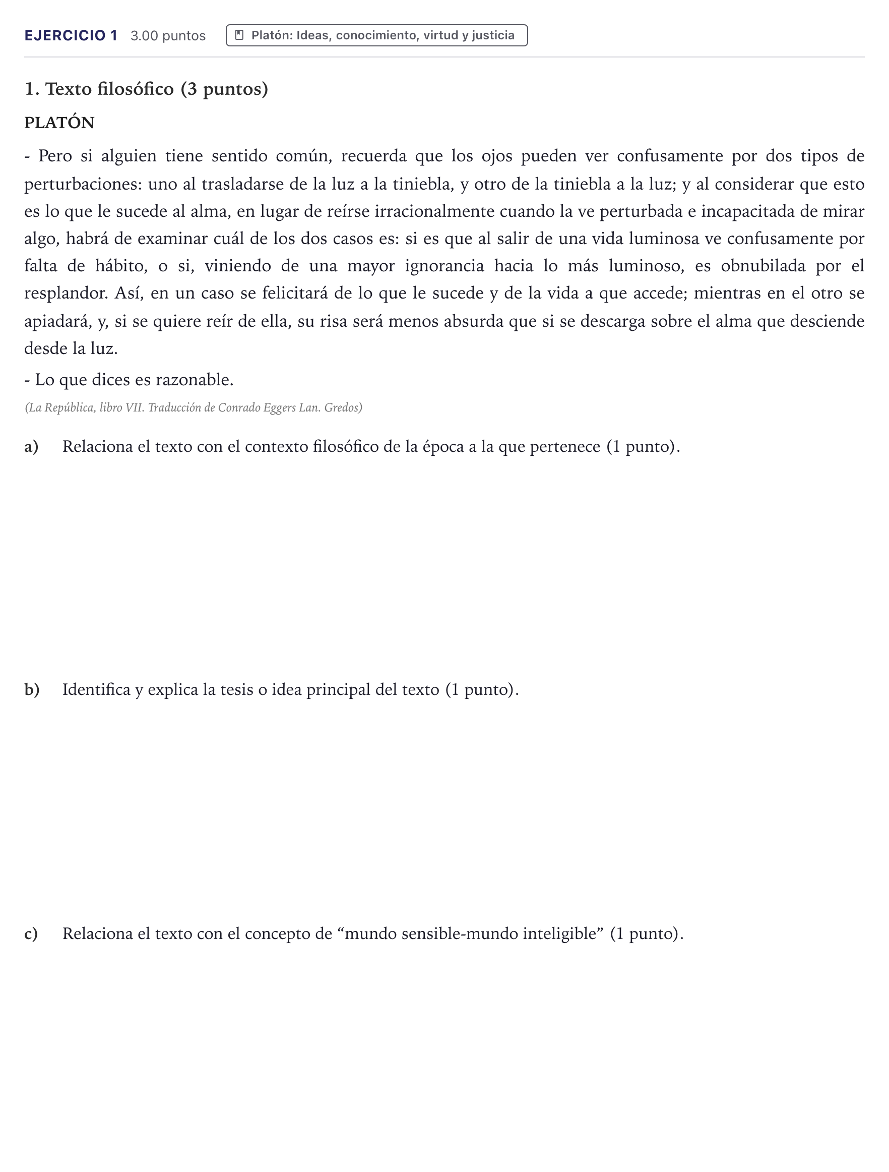 Enunciado: Problema 1 · Historia de la Filosofía PAU Canarias Julio (Reserva) 2025