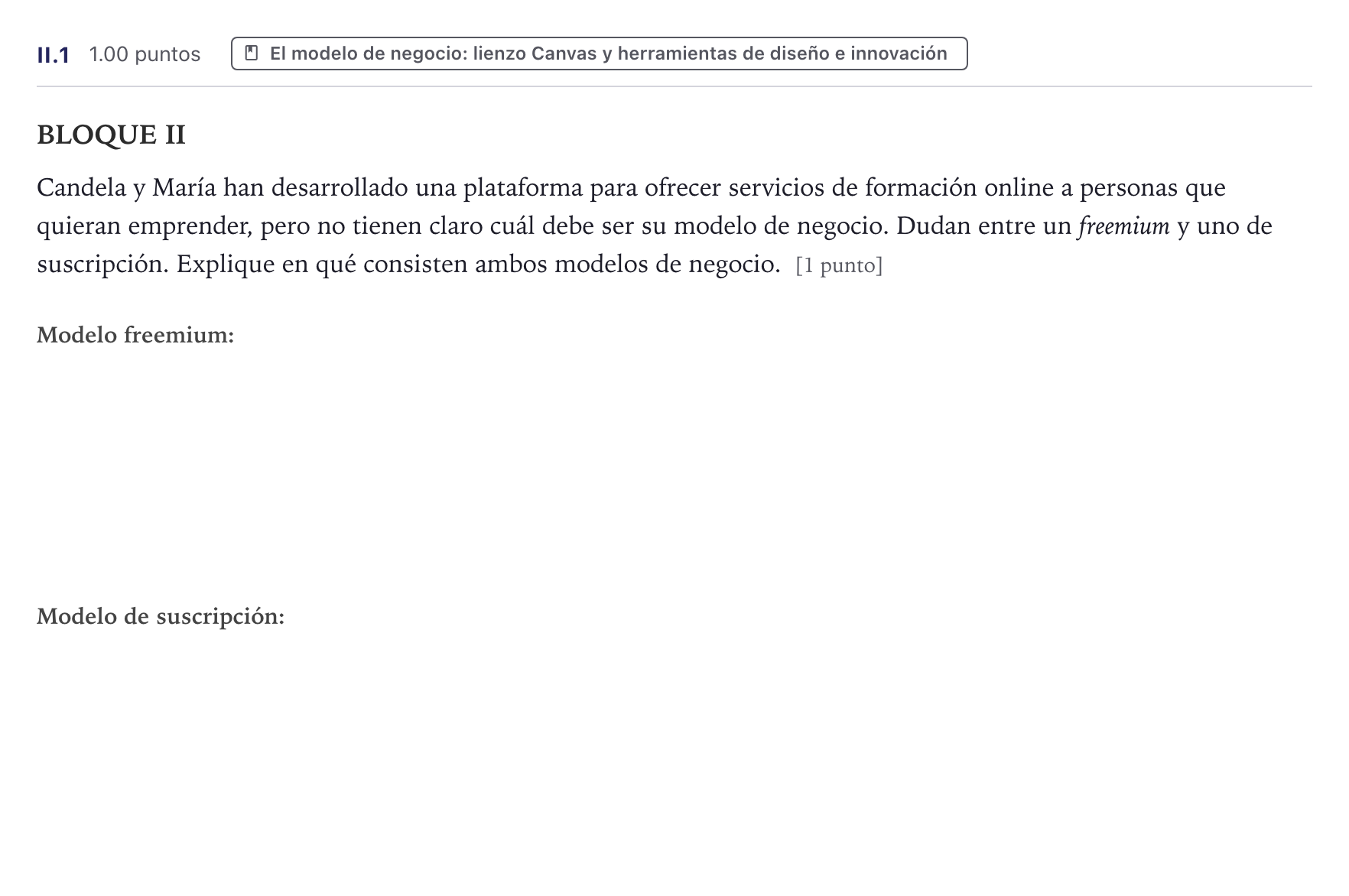 Enunciado: Ejercicio II.1 · Economía de la Empresa PAU Canarias Julio 2025