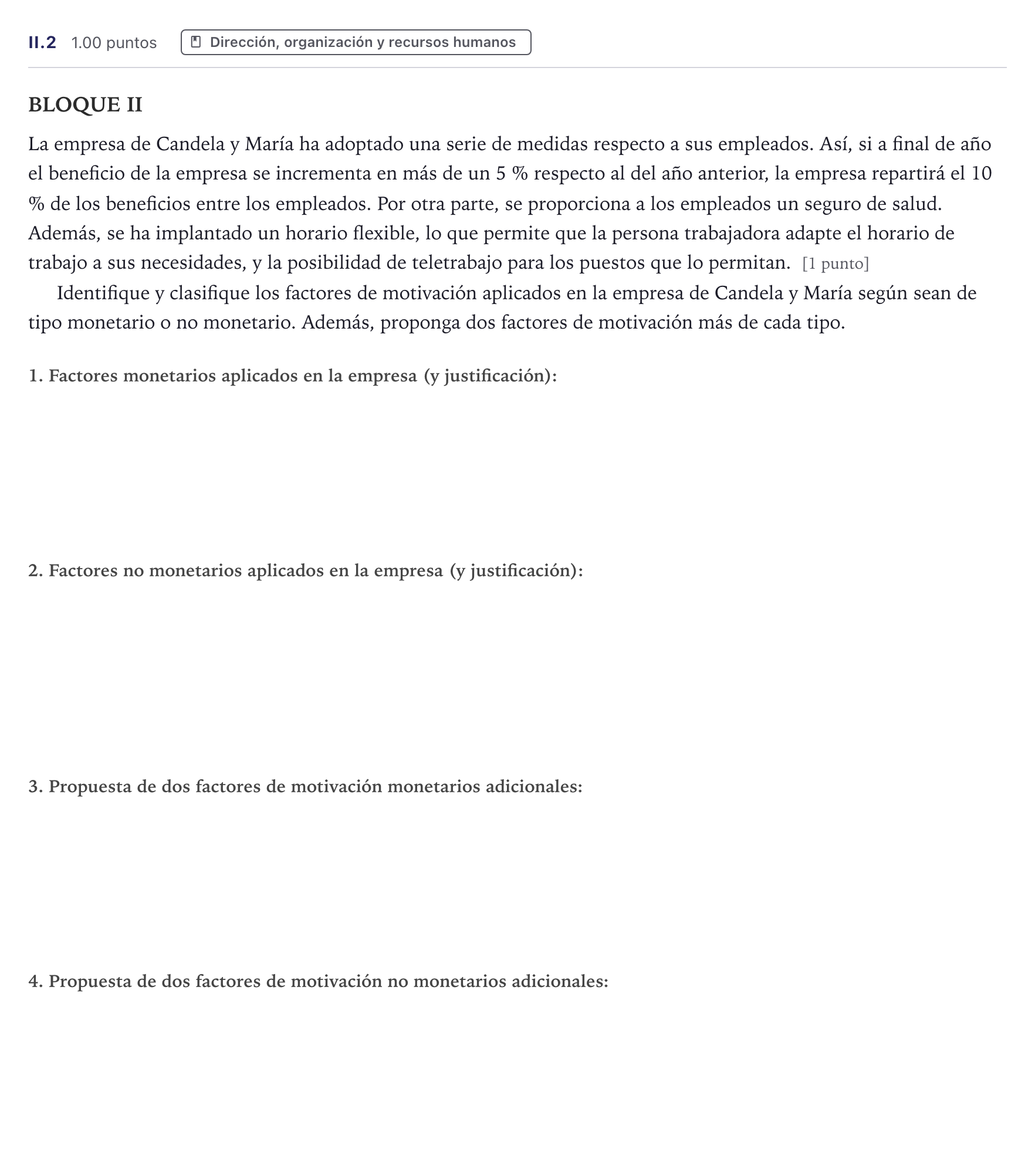 Enunciado: Ejercicio II.2 · Economía de la Empresa PAU Canarias Julio 2025