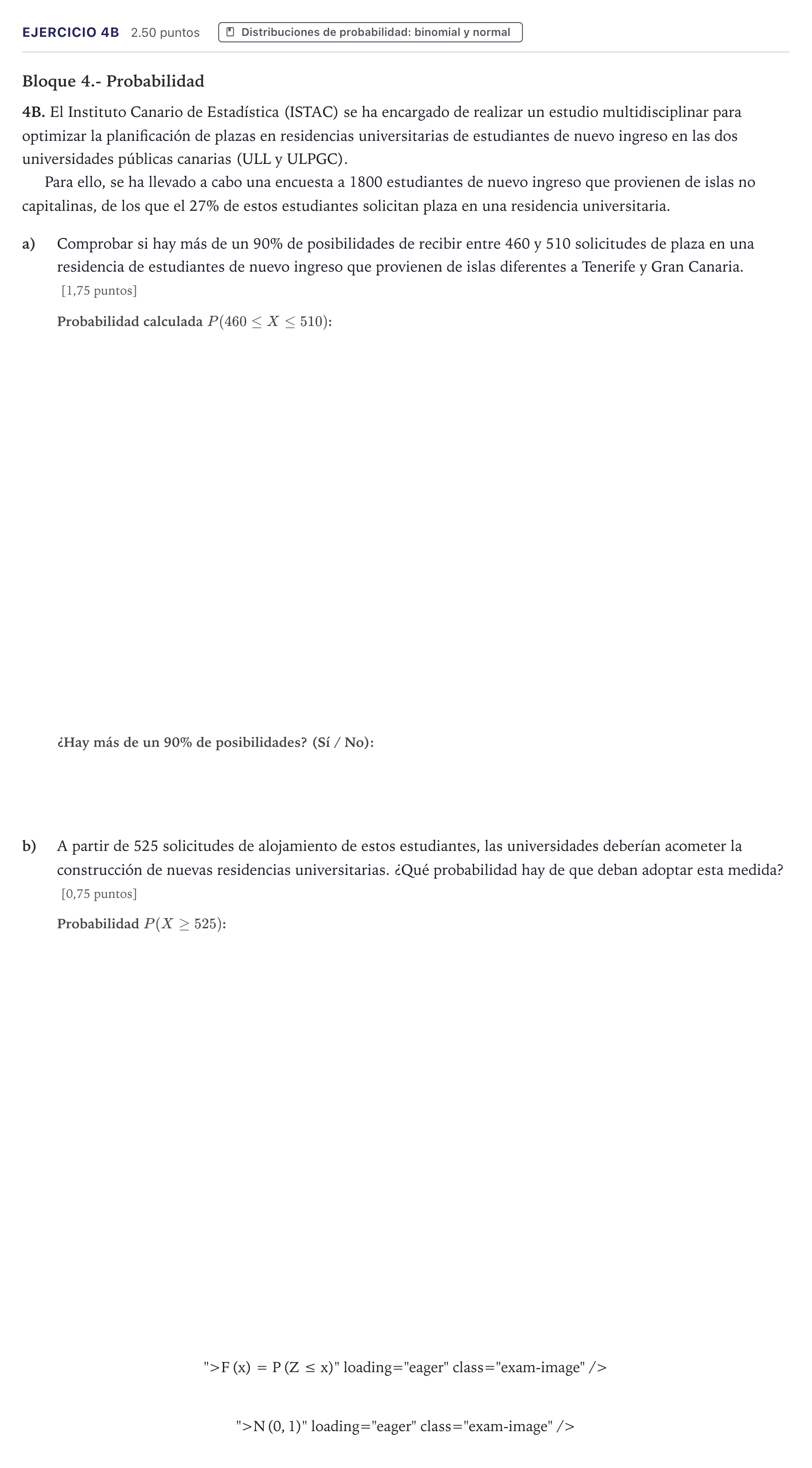 Enunciado: Ejercicio 4B · Matemáticas II PAU Canarias Julio 2025