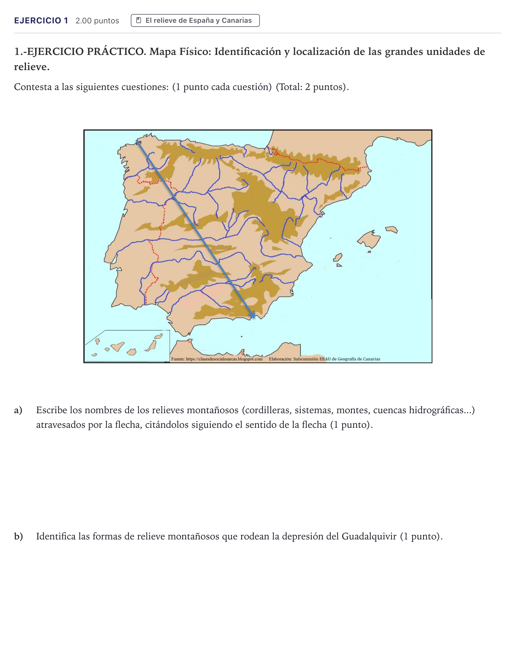 Enunciado: Problema 1 · Geografía PAU Canarias Julio 2025