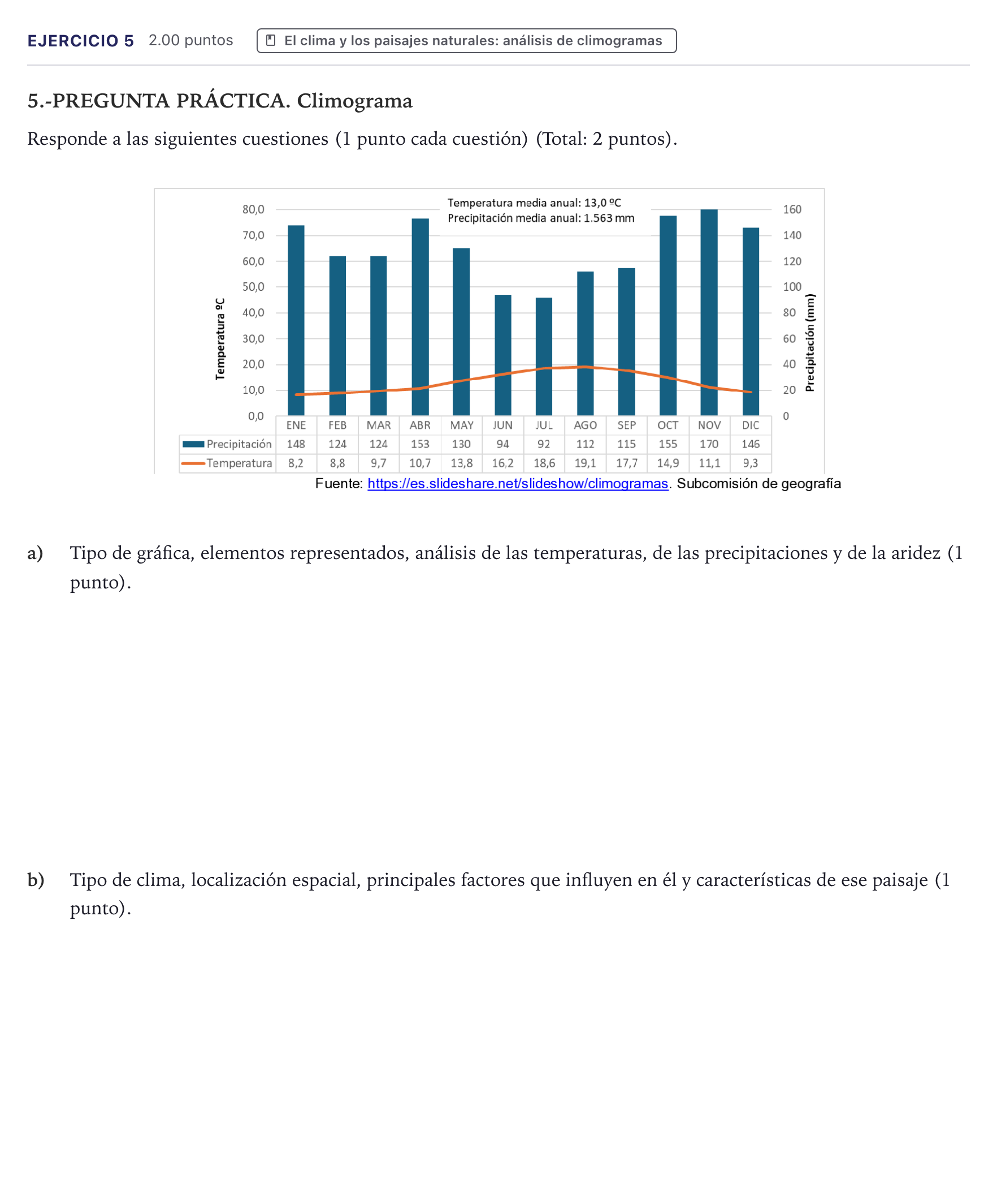 Enunciado: Problema 5 · Geografía PAU Canarias Julio 2025