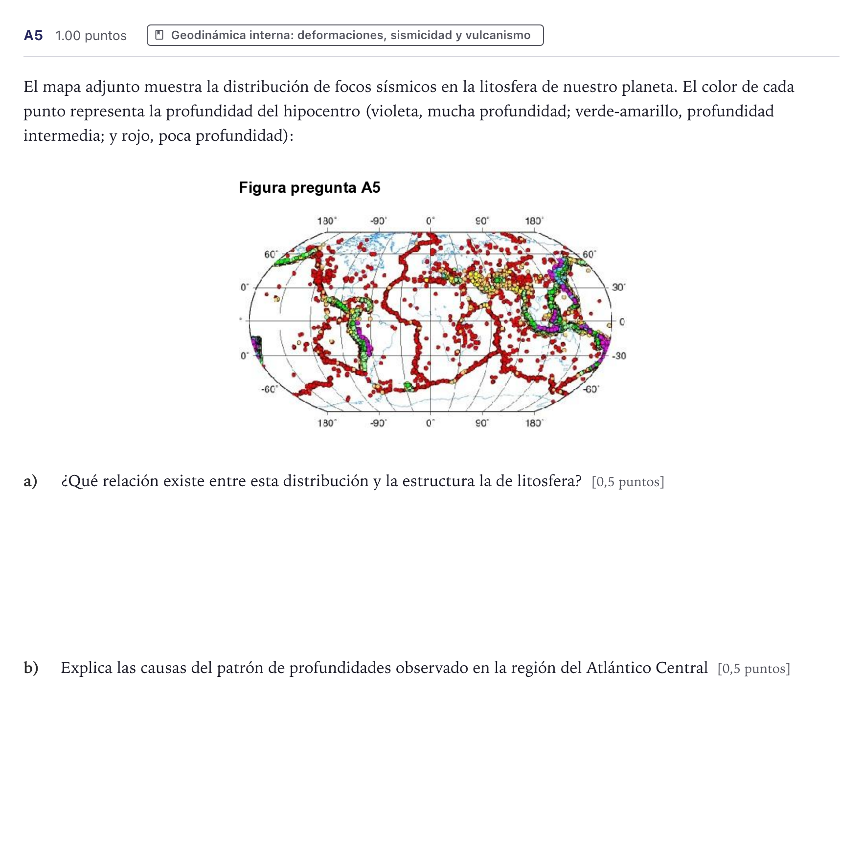 Enunciado: Ejercicio A5 · Geología PAU Canarias Julio (Ciencias) 2025