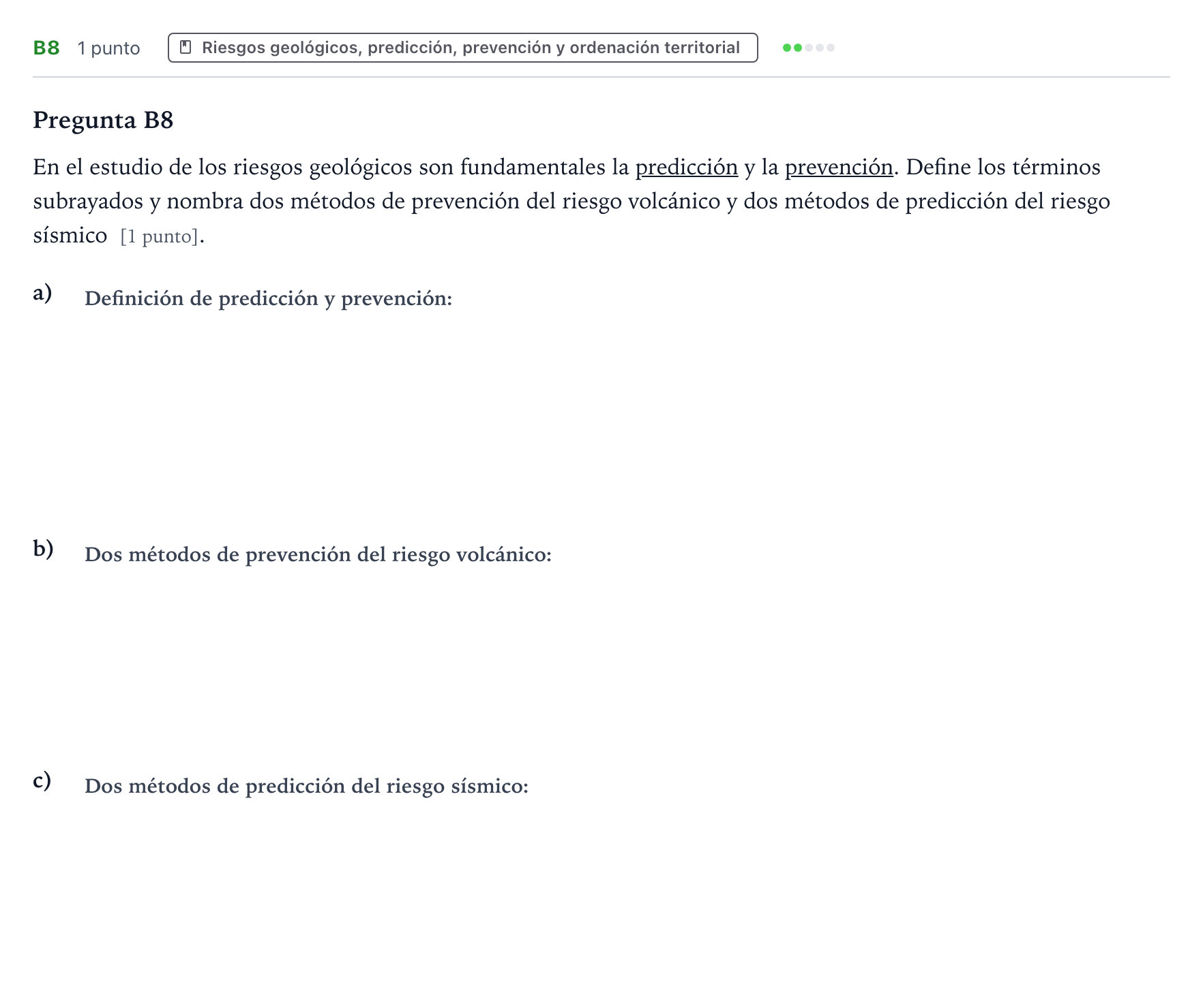Enunciado: Ejercicio B8 · Geología PAU Canarias Julio (Ciencias) 2025