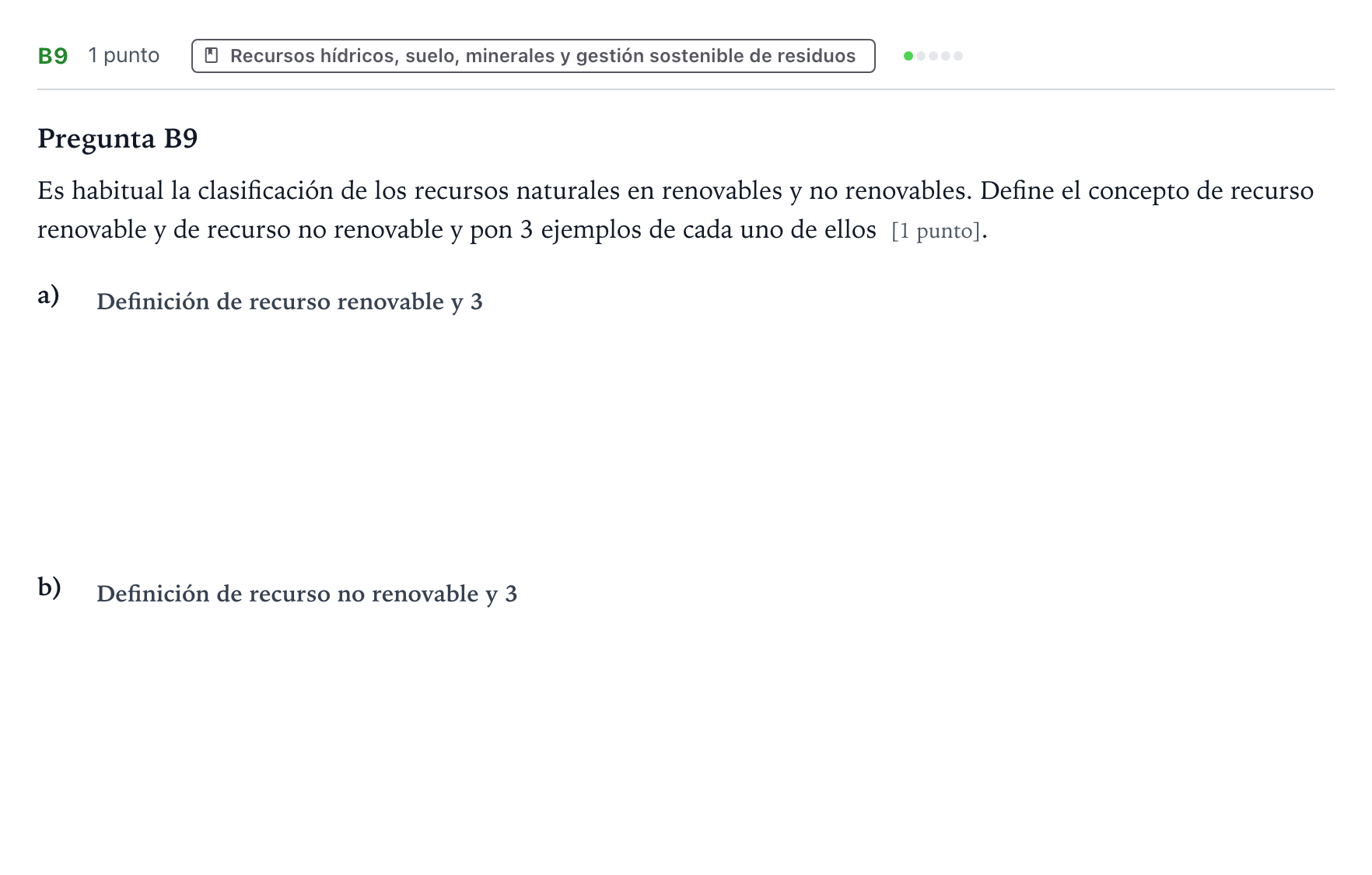 Enunciado: Ejercicio B9 · Geología PAU Canarias Julio (Ciencias) 2025