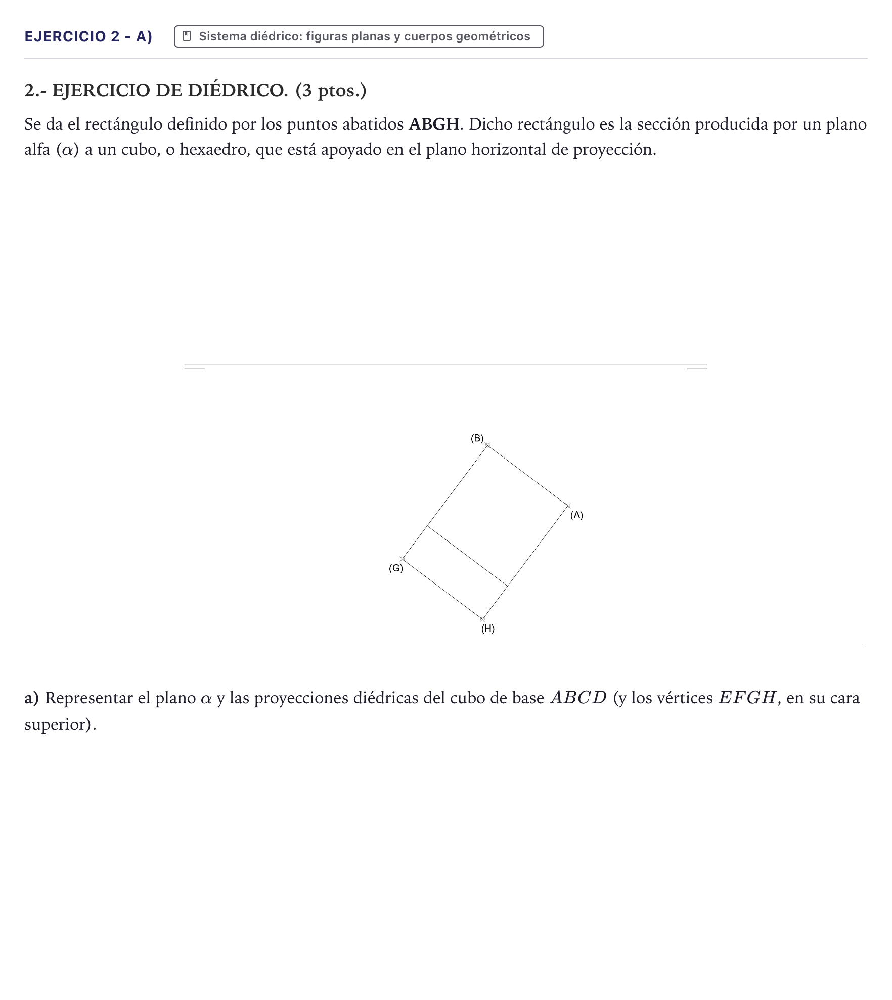 Enunciado: Ejercicio 2 - a) · Dibujo técnico II PAU Canarias Julio 2025