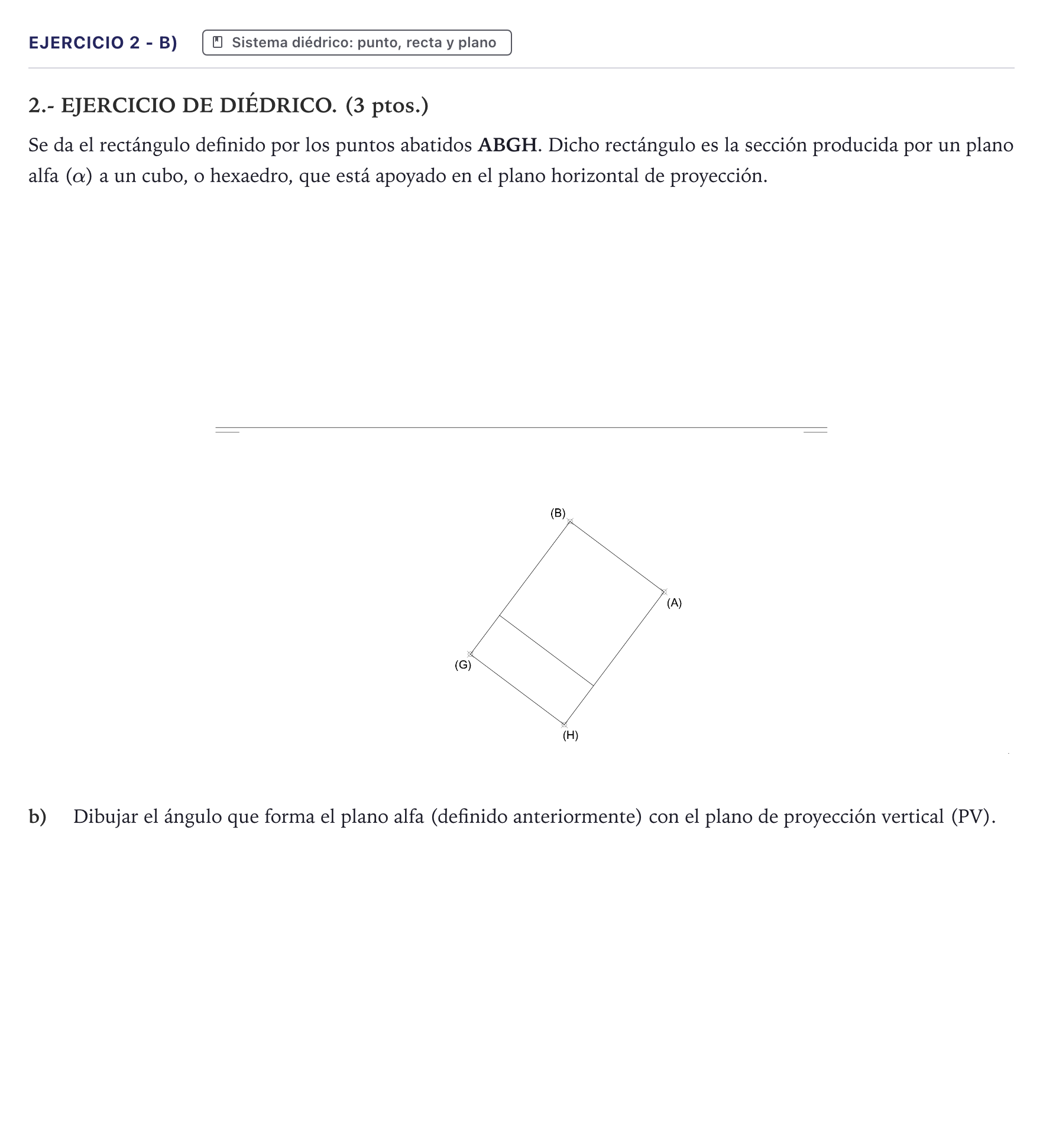 Enunciado: Ejercicio 2 - b) · Dibujo técnico II PAU Canarias Julio 2025