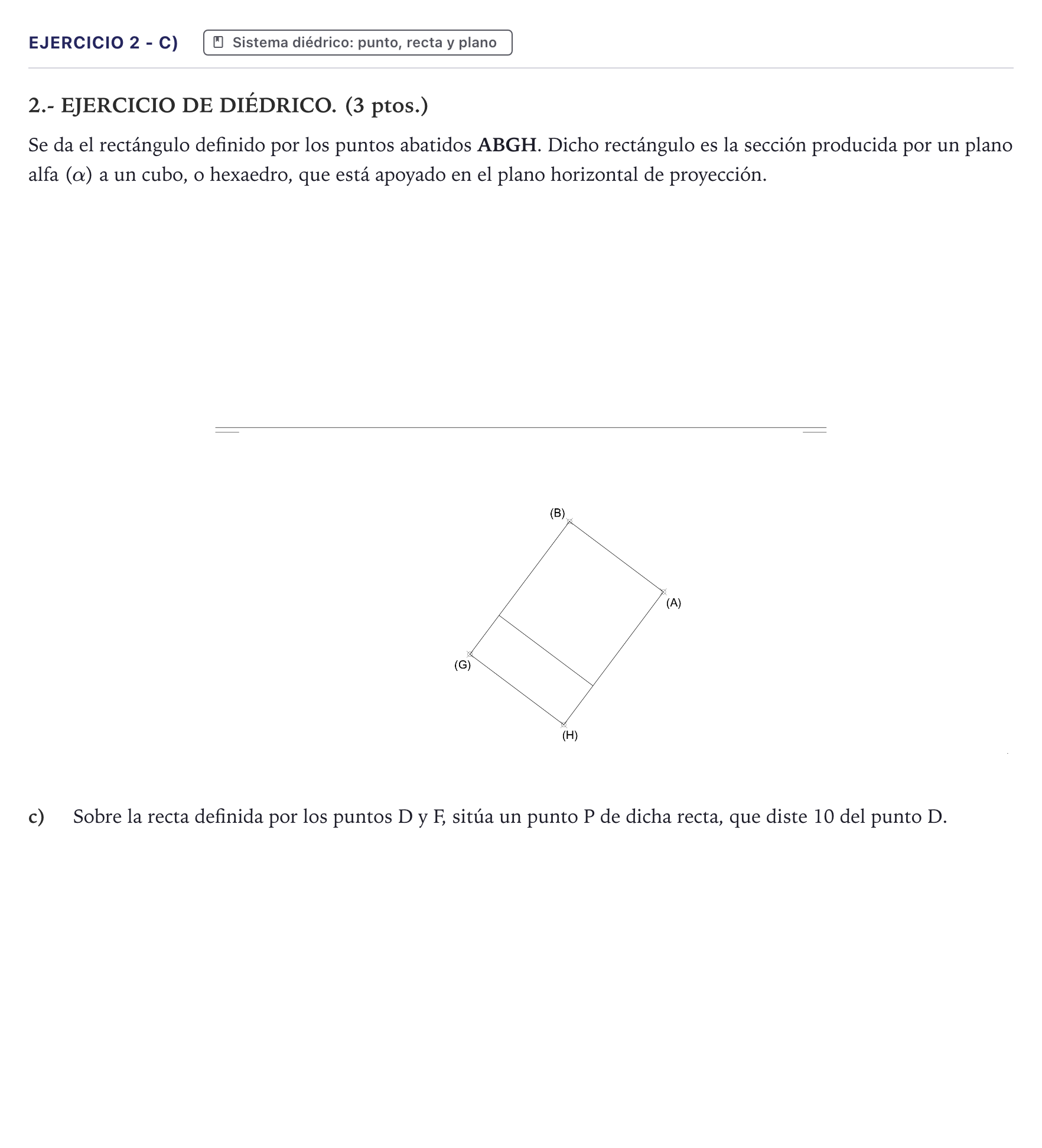 Enunciado: Ejercicio 2 - c) · Dibujo técnico II PAU Canarias Julio 2025