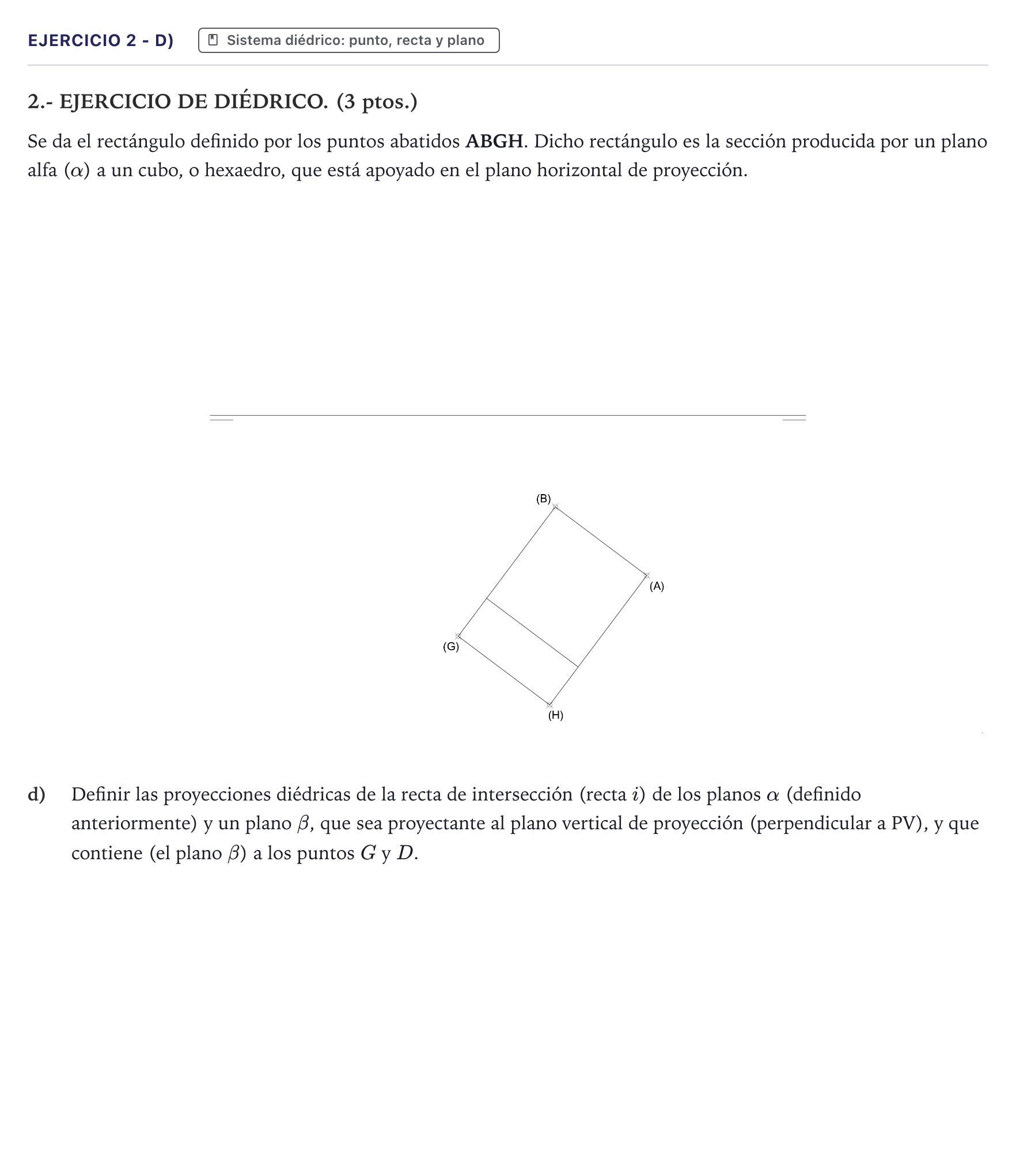 Enunciado: Ejercicio 2 - d) · Dibujo técnico II PAU Canarias Julio 2025