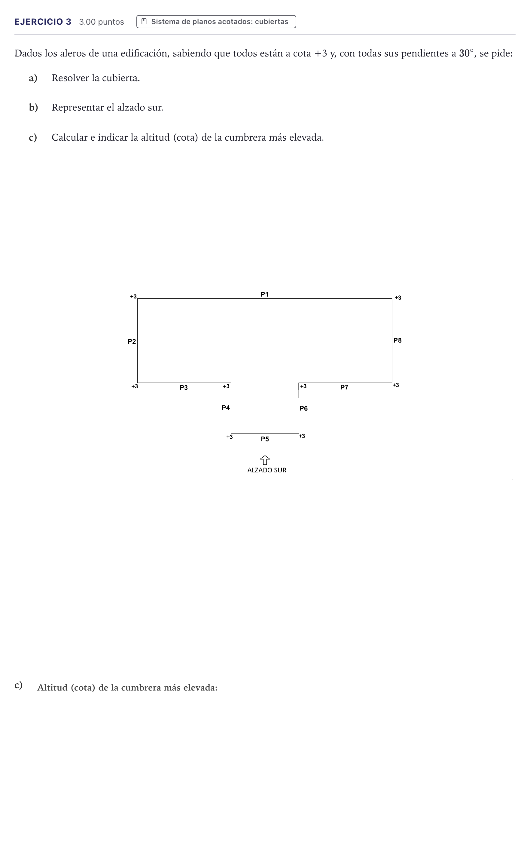 Enunciado: Problema 3 · Dibujo técnico II PAU Canarias Julio 2025