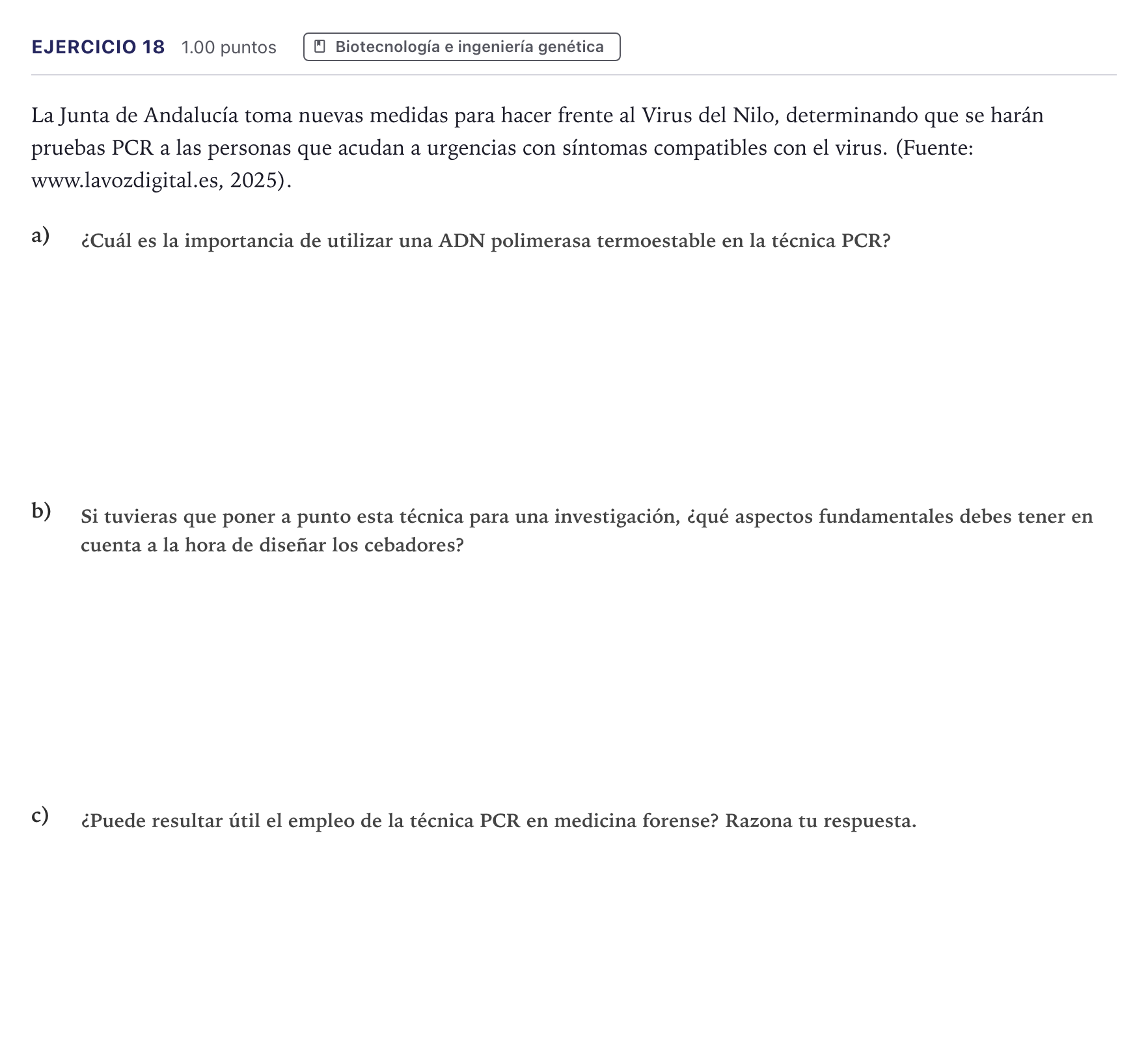 Enunciado: Problema 18 · Biología PAU Canarias Julio 2025