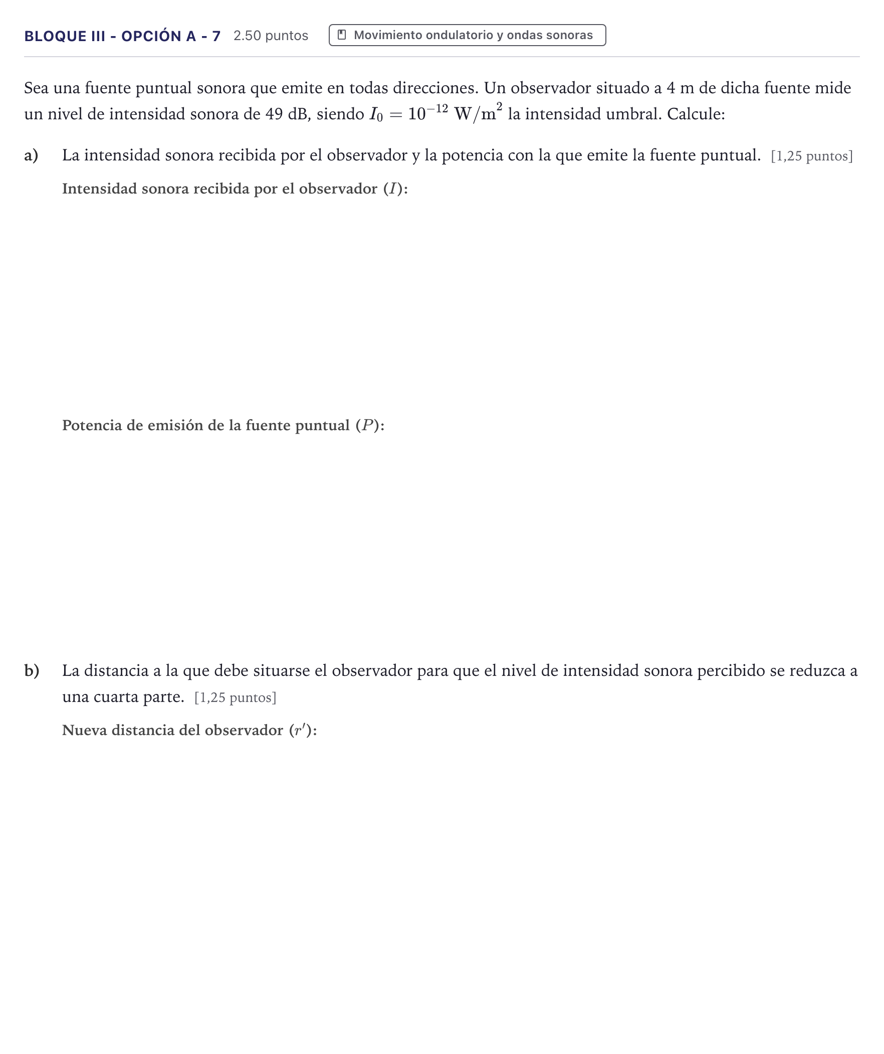 Enunciado: Bloque III - Opción A - 7 · Física PAU Canarias Julio 2025