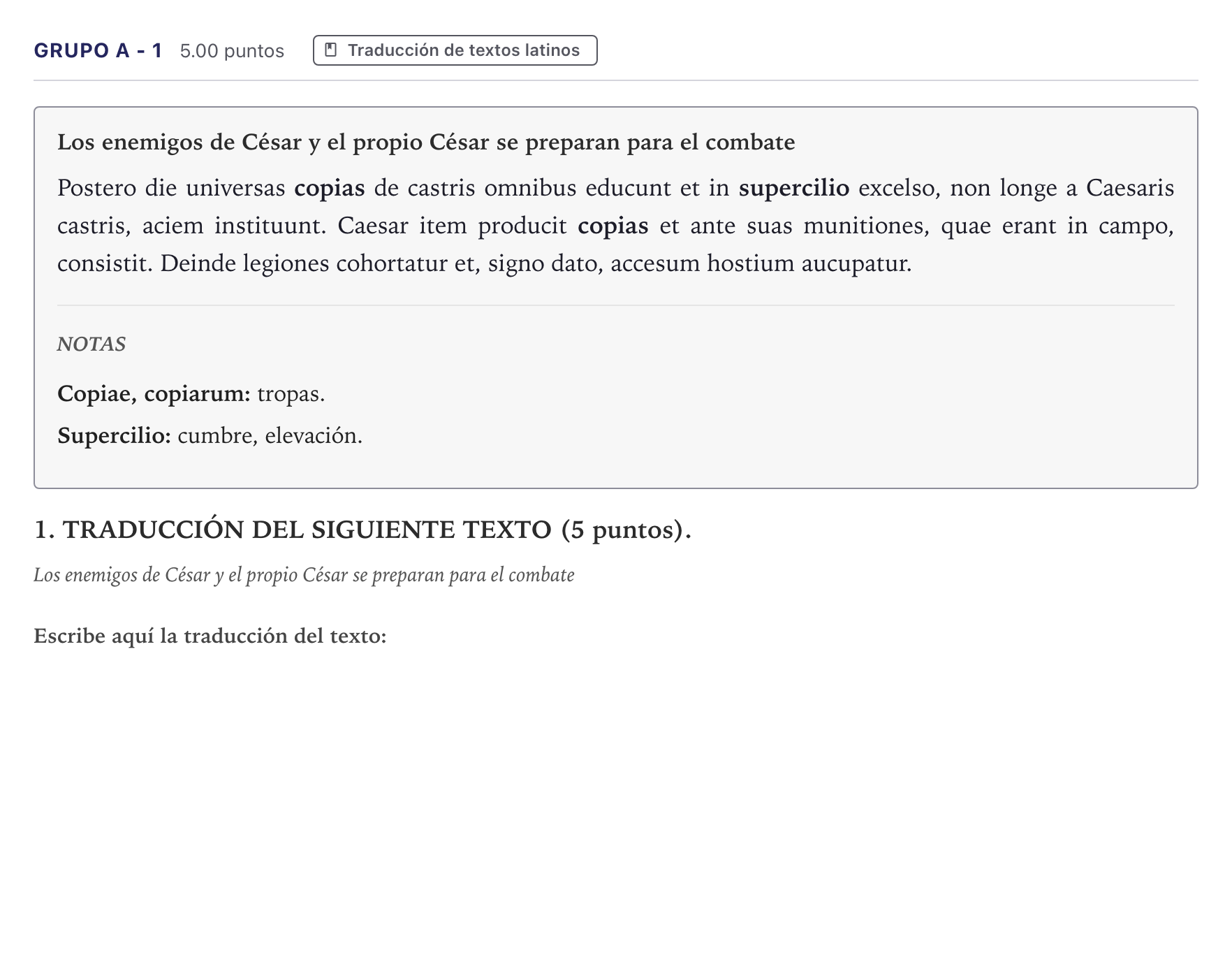Enunciado: Ejercicio Grupo A - 1 · Latín II PAU Canarias Julio 2025