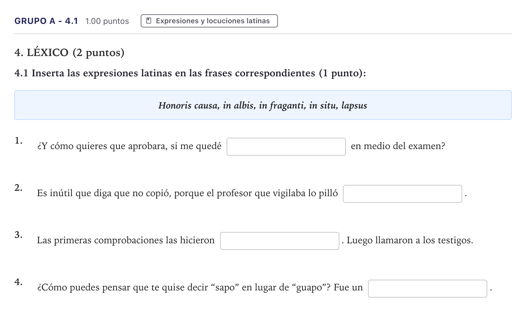 Enunciado: Ejercicio Grupo A - 4.1 · Latín II PAU Canarias Julio 2025