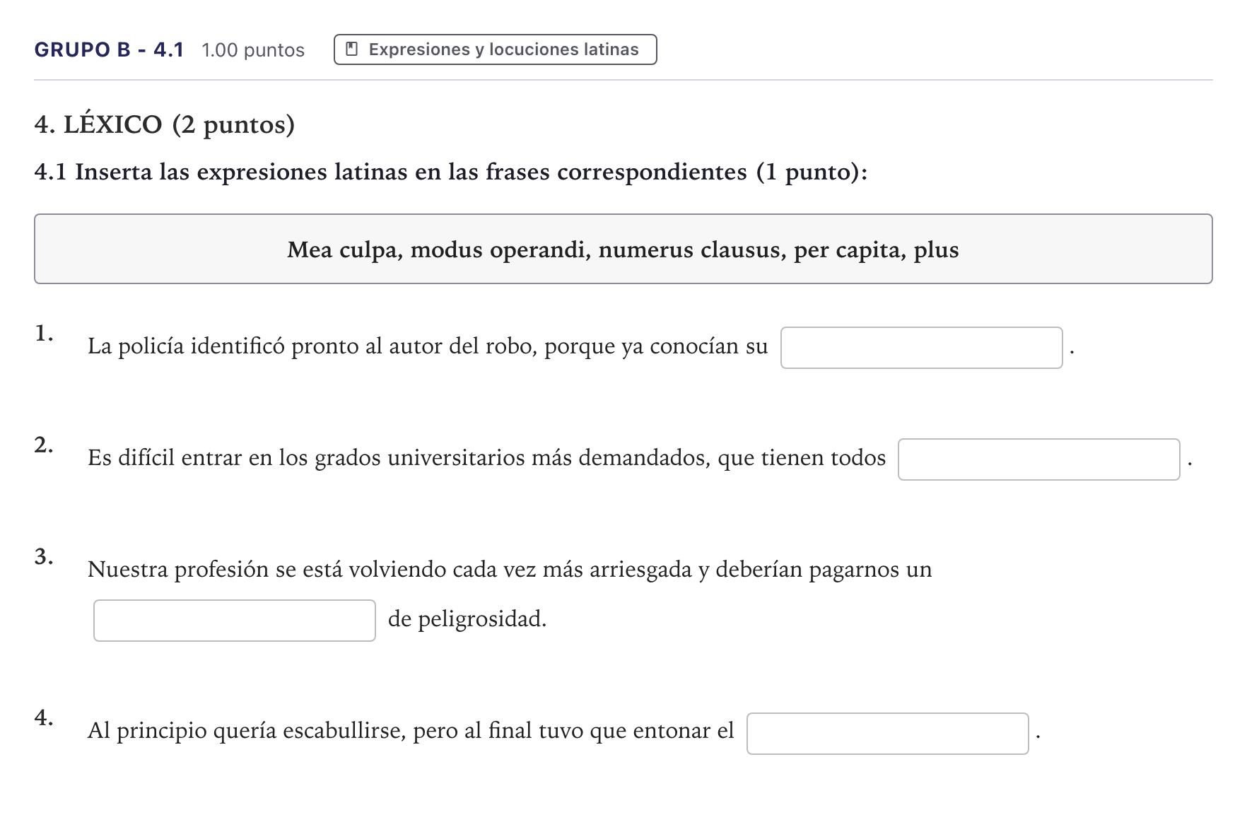 Enunciado: Ejercicio Grupo B - 4.1 · Latín II PAU Canarias Julio 2025