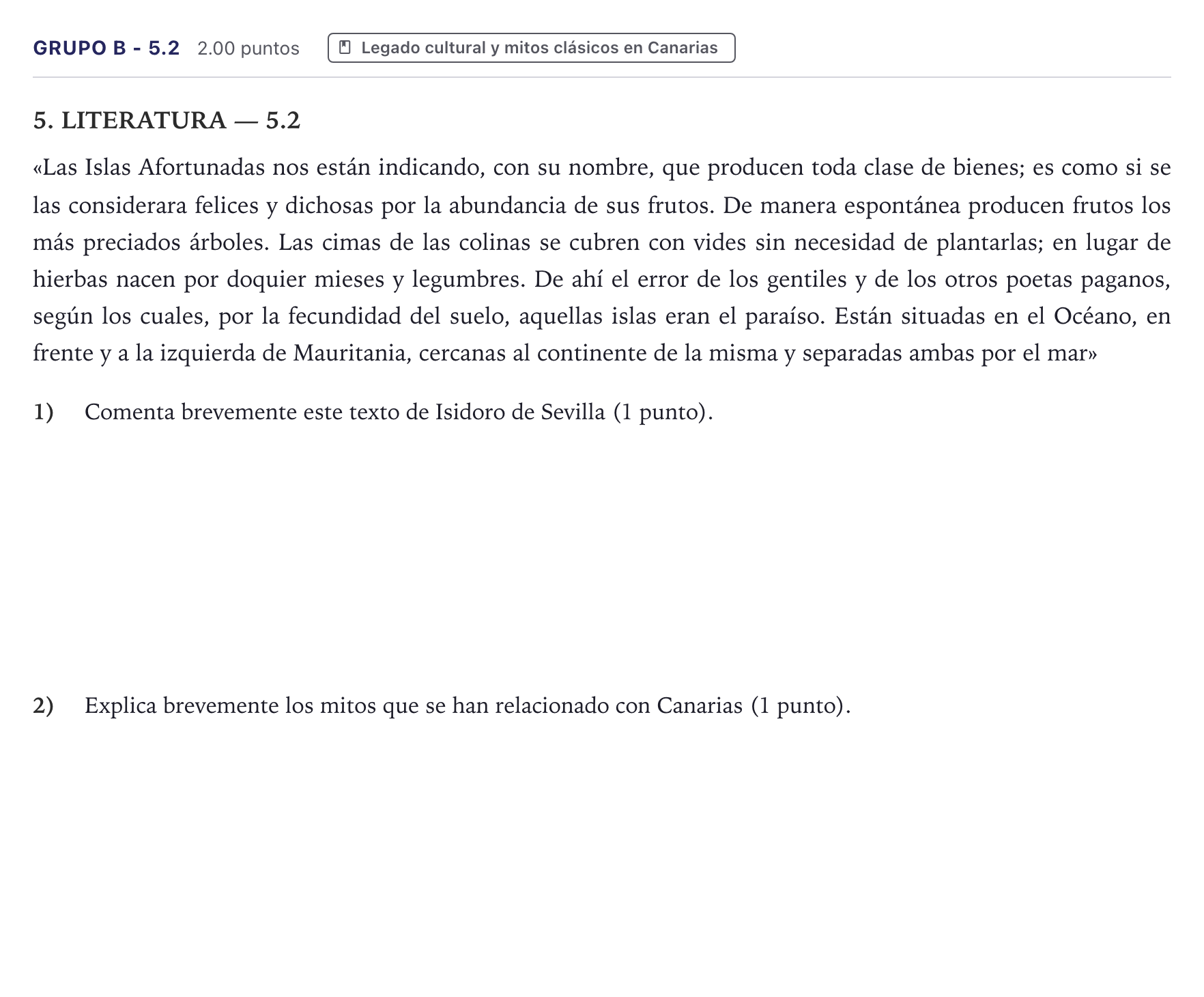 Enunciado: Ejercicio Grupo B - 5.2 · Latín II PAU Canarias Julio 2025