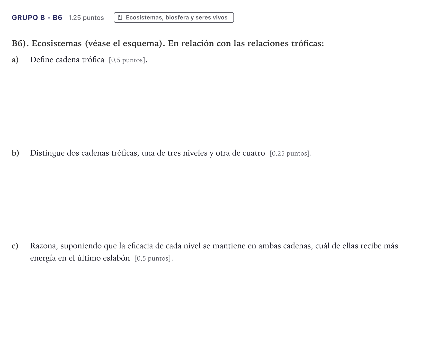 Enunciado: Ejercicio Grupo B - B6 · Ciencias Generales PAU Canarias Julio (Ciencias) 2025