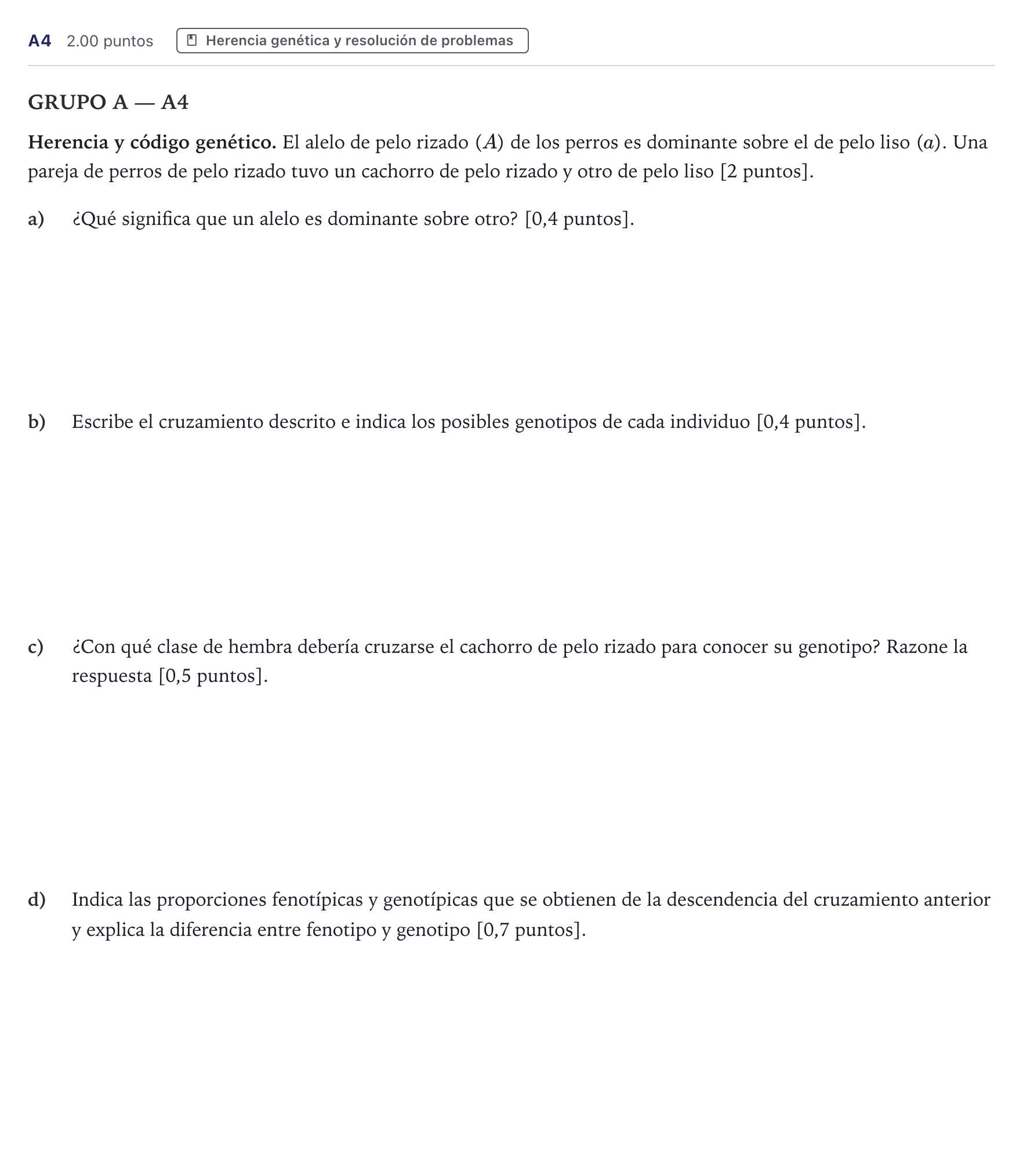 Enunciado: Ejercicio A4 · Ciencias Generales PAU Canarias Julio (Ciencias) 2025
